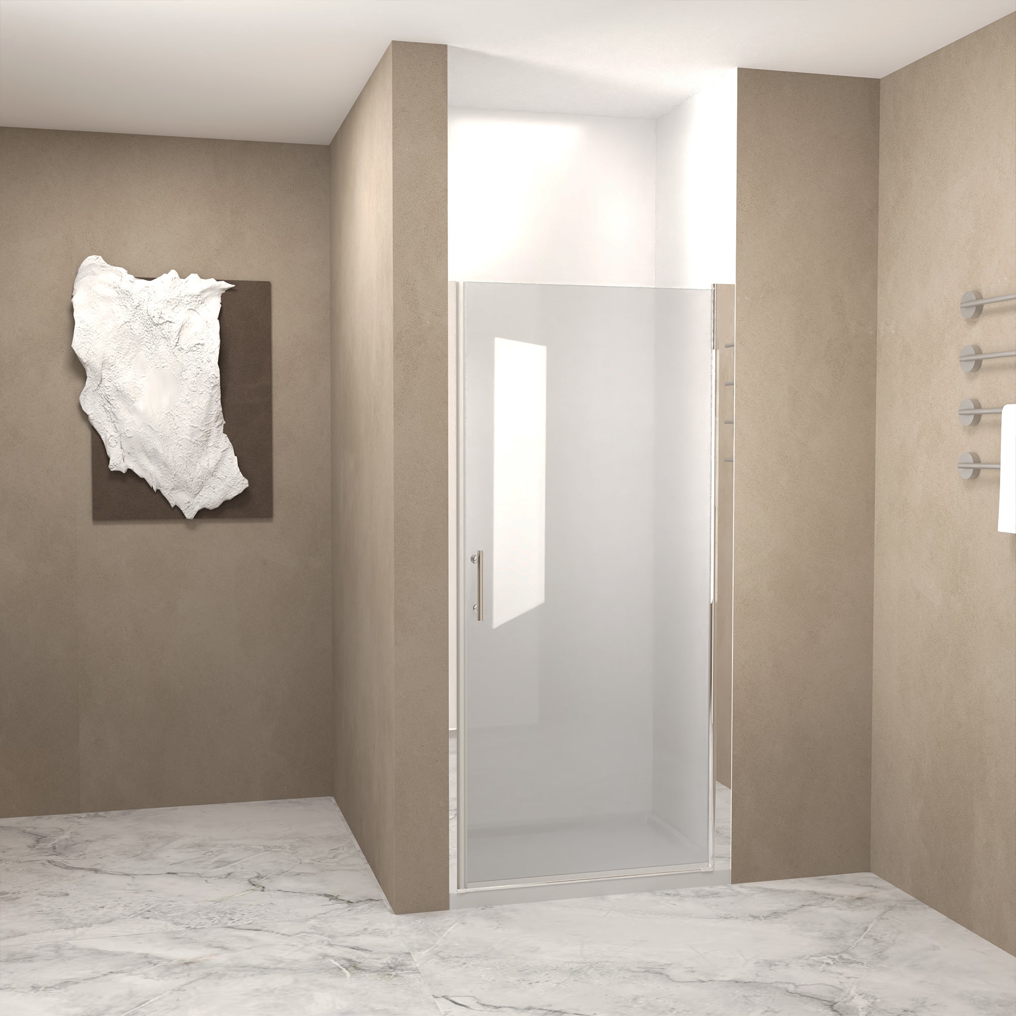 24-36 x 72 in Semi-Frameless Pivot Shower Door - 24-25 x 72 in / Chrome view 2