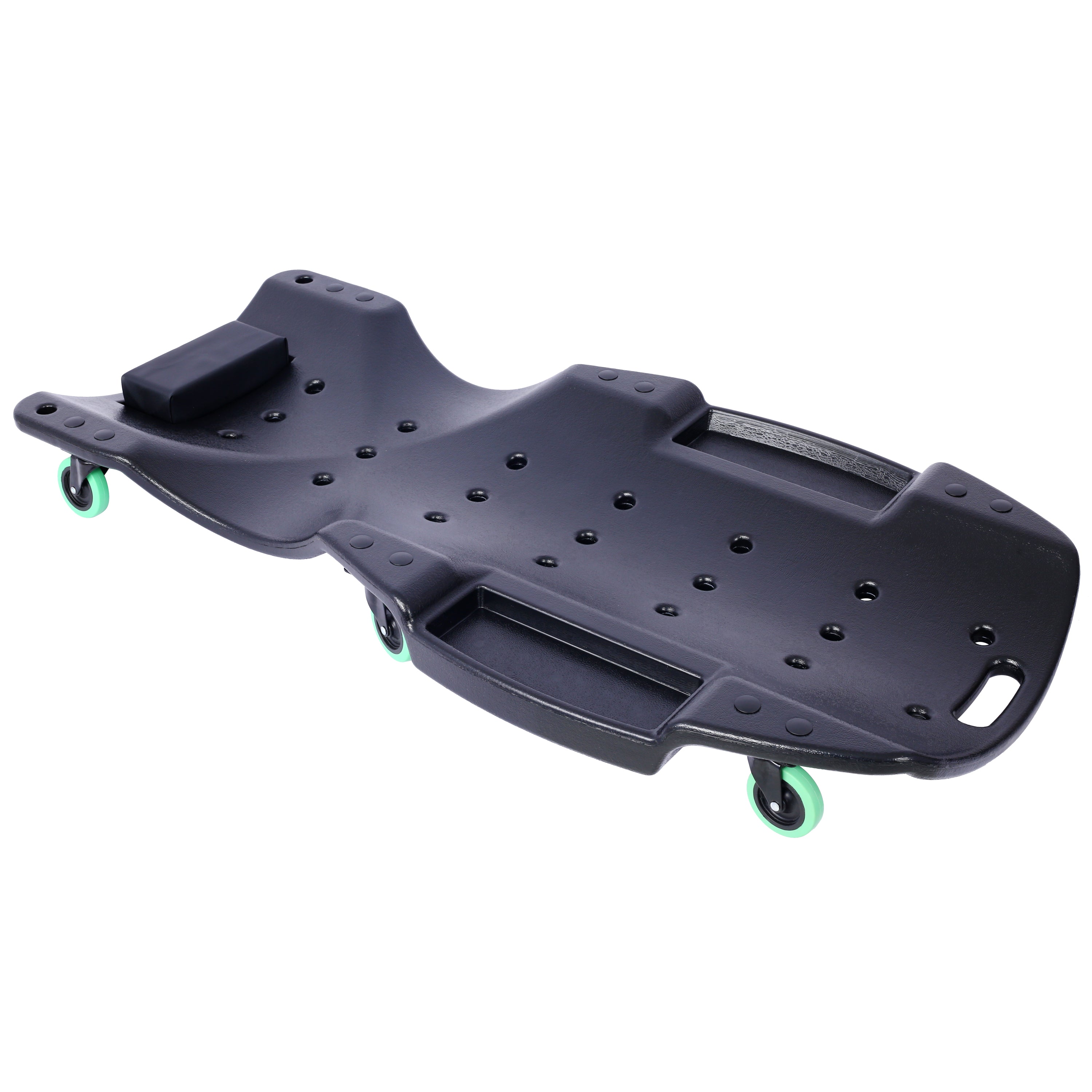 Plastic Creeper 48 Inch - Blow Molded Ergonomic HDPE Body with Padded Headrest & Dual Tool Trays - 440 Lbs Capacity BLACK