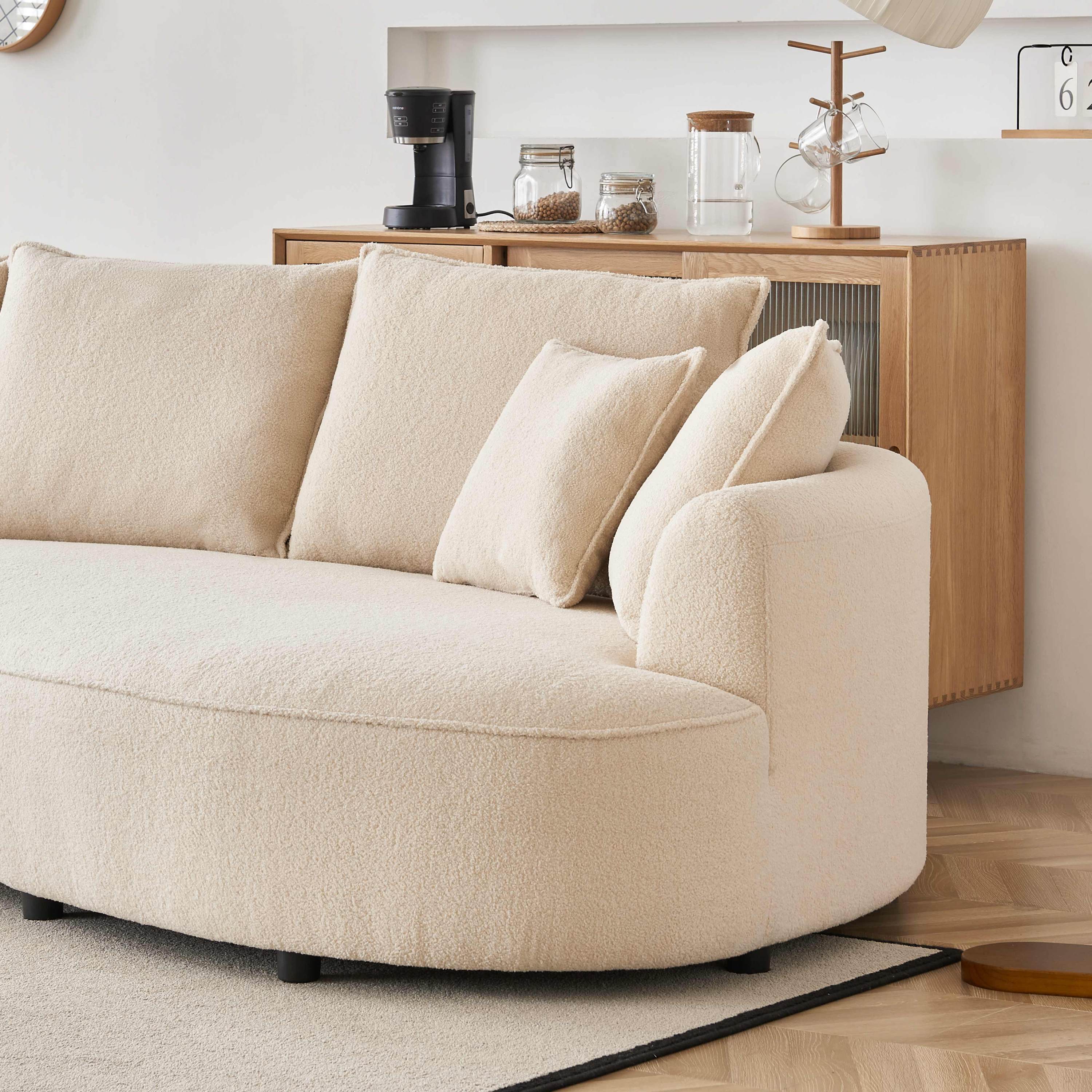 122.8" Curved Sofa Modern Curved Couch Living Room Modular Sectional Sofa, Mid Century Upholstered Couch Sherpa Boucle Fabric Sofa for Bedroom Apartment Left Hand Facing