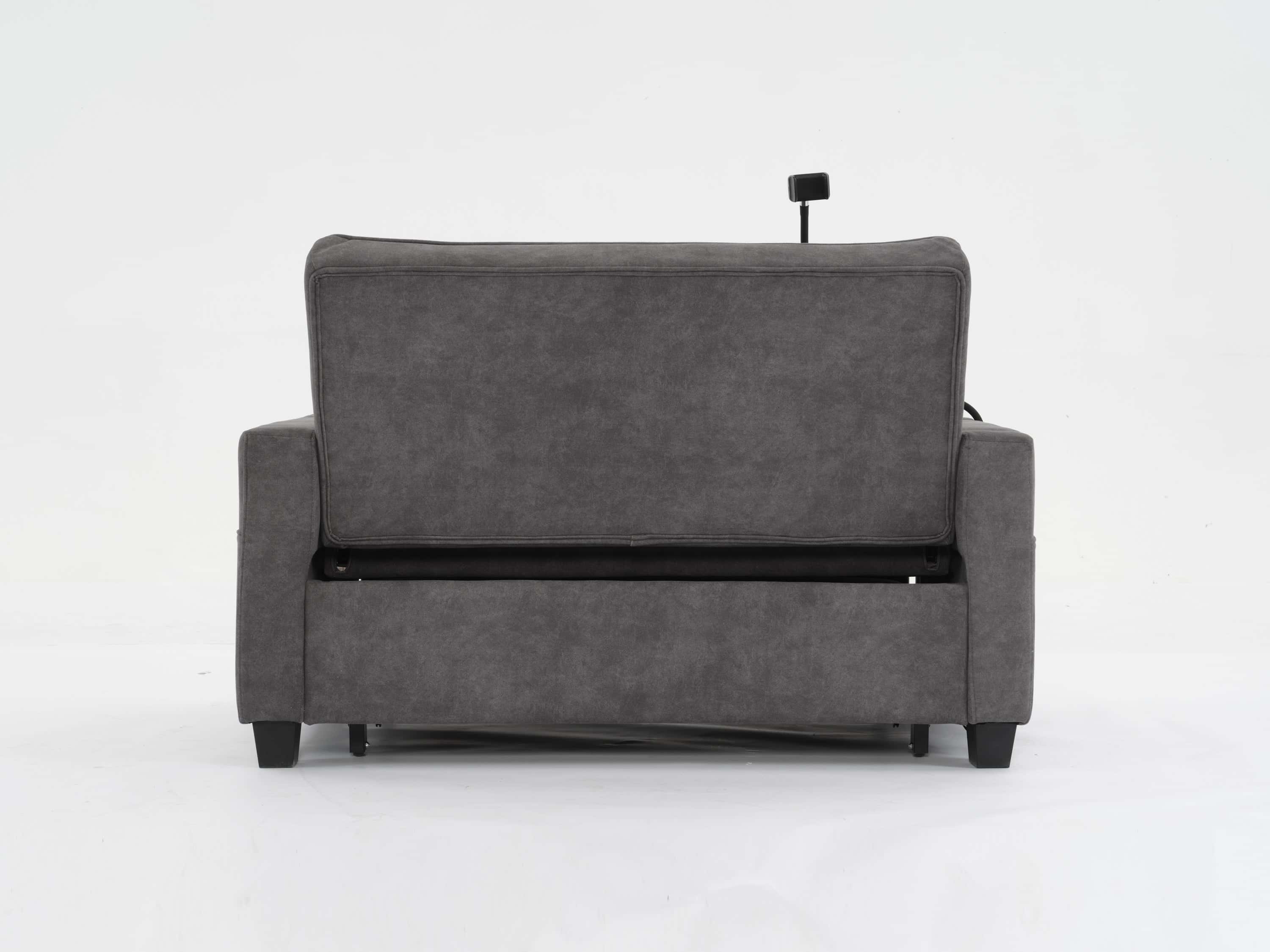 Futon Chair Bed Convertible Chair 3-in-1 Pull Out Sleeper Chair Beds with USB Ports,Wear-resistant and Anti-scratch,  Armchair Bed Sleeper for Living Room (Dark Grey Tech cloth)