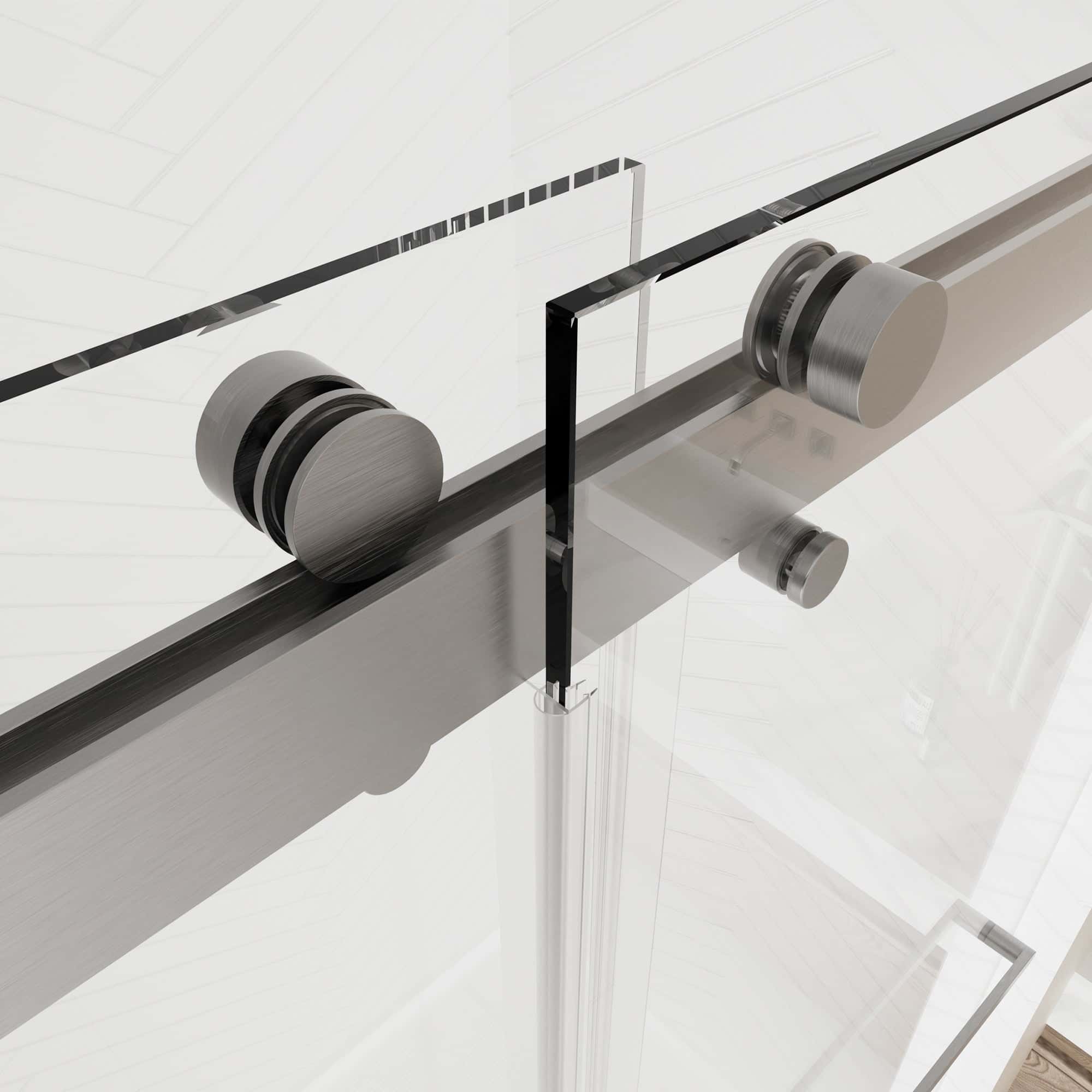 56-60"W × 60"H Double Sliding Frameless Bathtub Door With 3/8 inches (10mm) Clear Tempered Glass, Brushed Nickel Finish