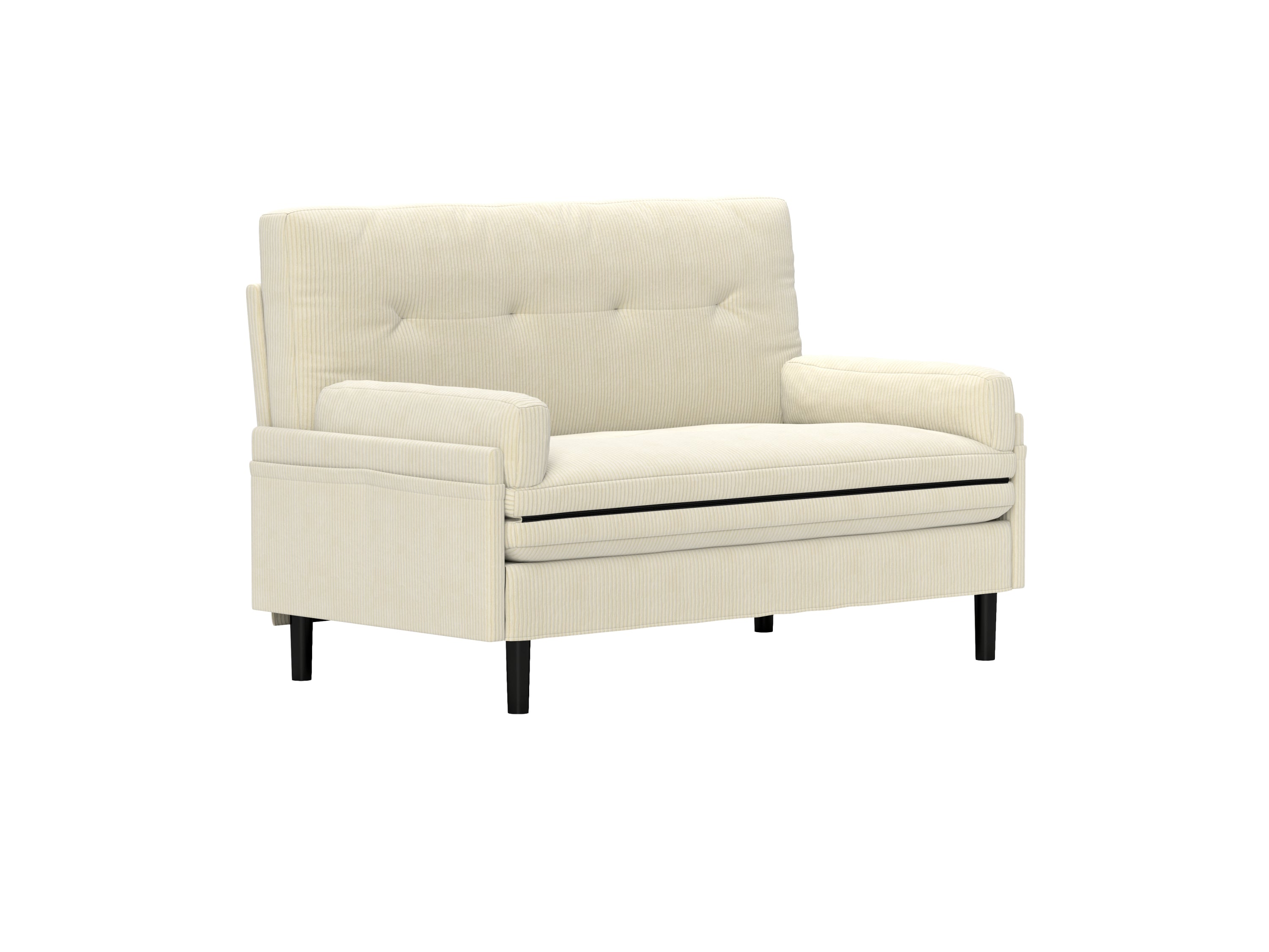 Ivory Corduroy Loveseat, Convertible Lounge Chair and Bed