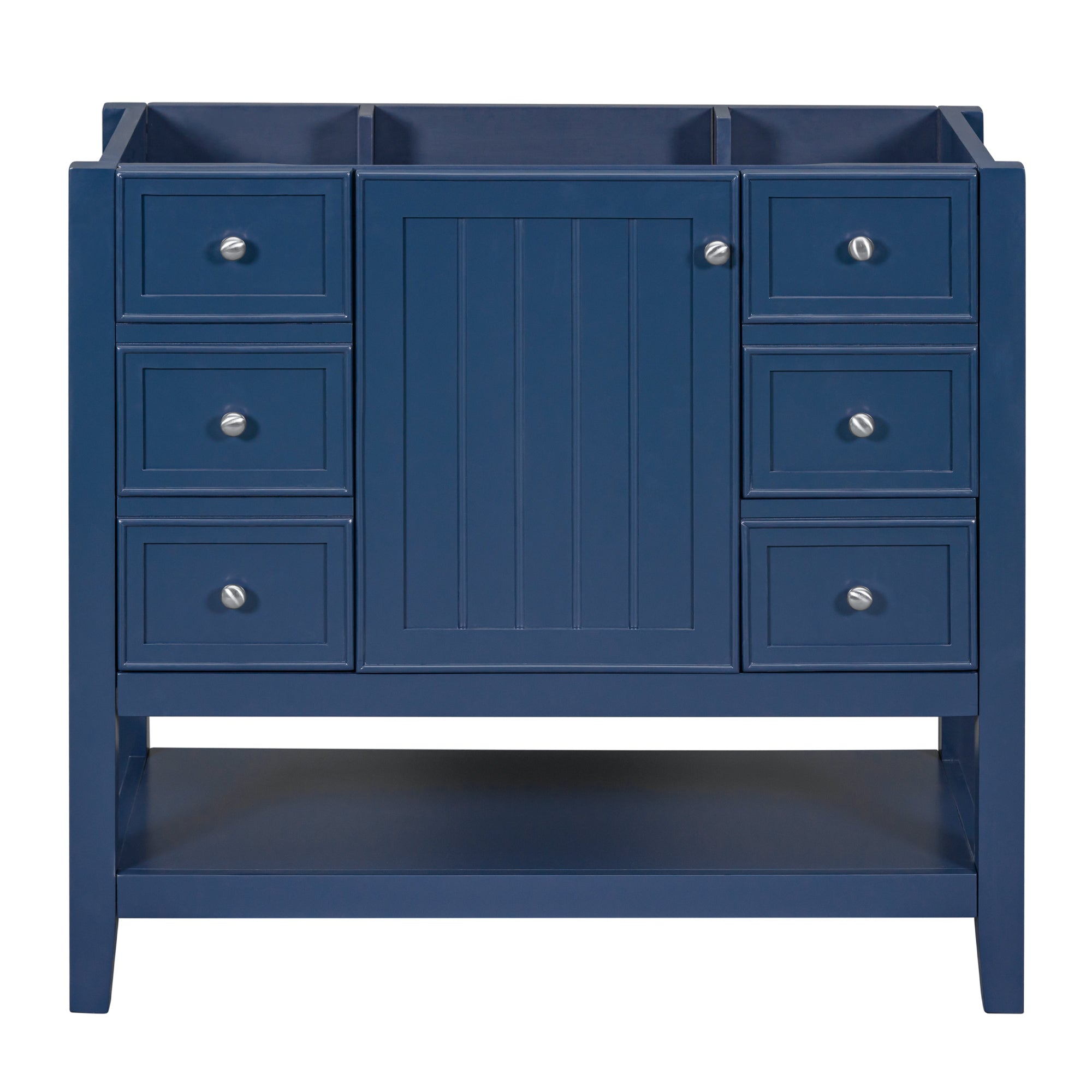 36" Bathroom Vanity without Sink, Cabinet Base Only, One Cabinet and three Drawers, Blue