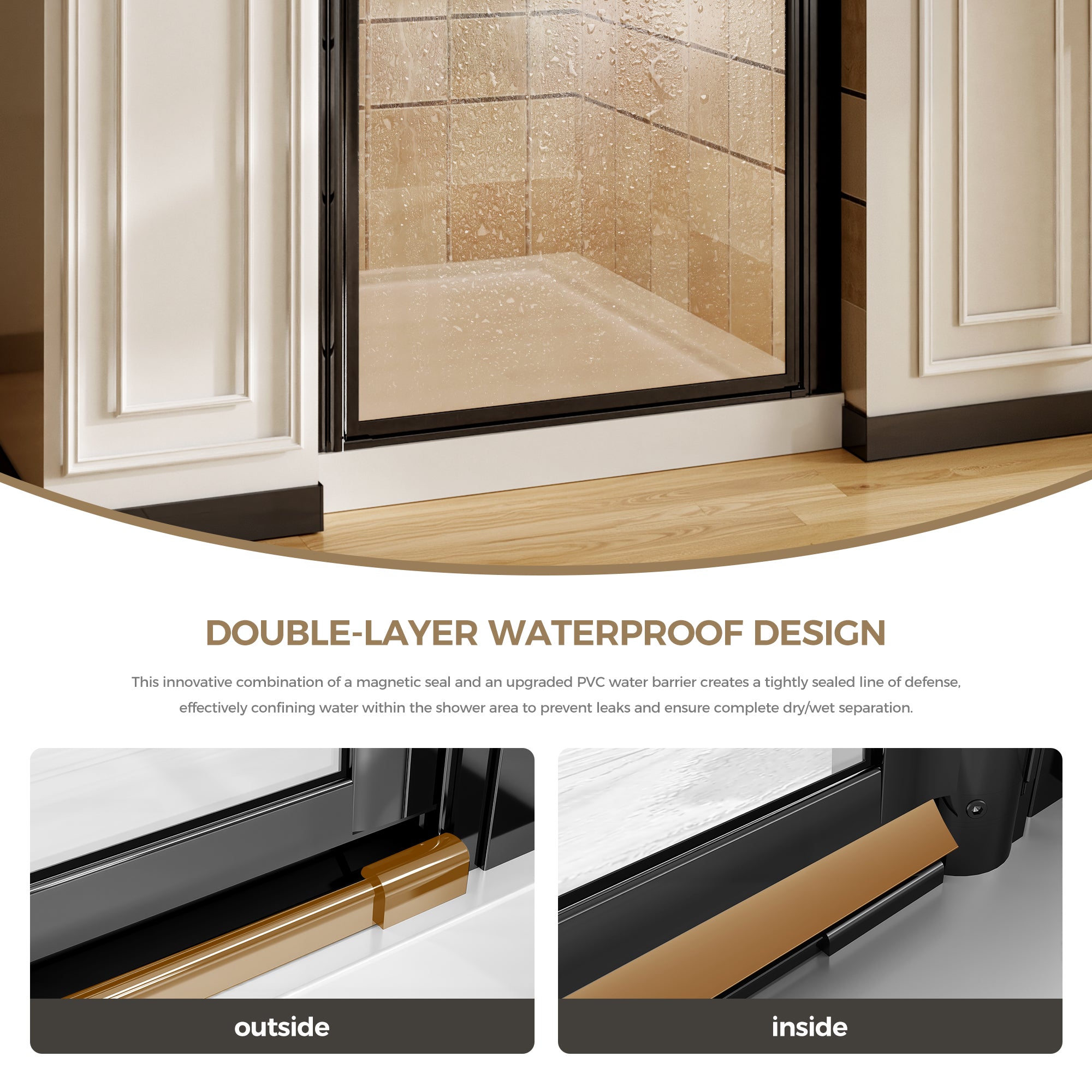 28-34.8 x 72 in Matte Black Frameless Pivot Shower Door - 28-28.8 x 72 in / Matte Black view 3