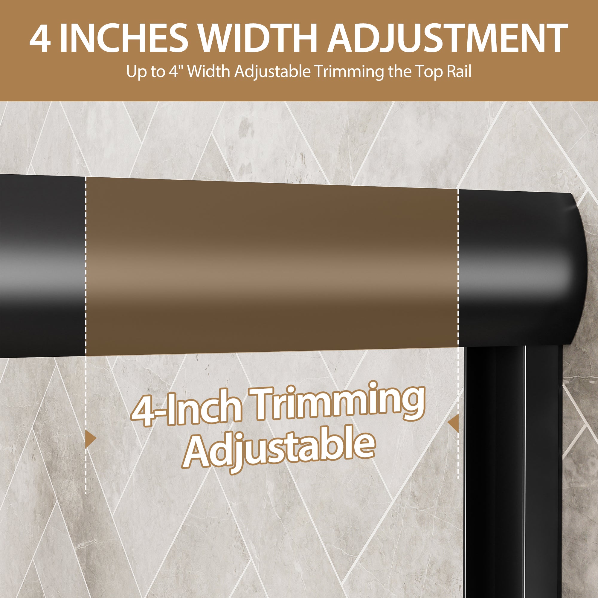 56-60 x 57 in Framed Sliding Bathtub Door - 56-60 x 57 in / Matte Black / Low-Profile Track view 4