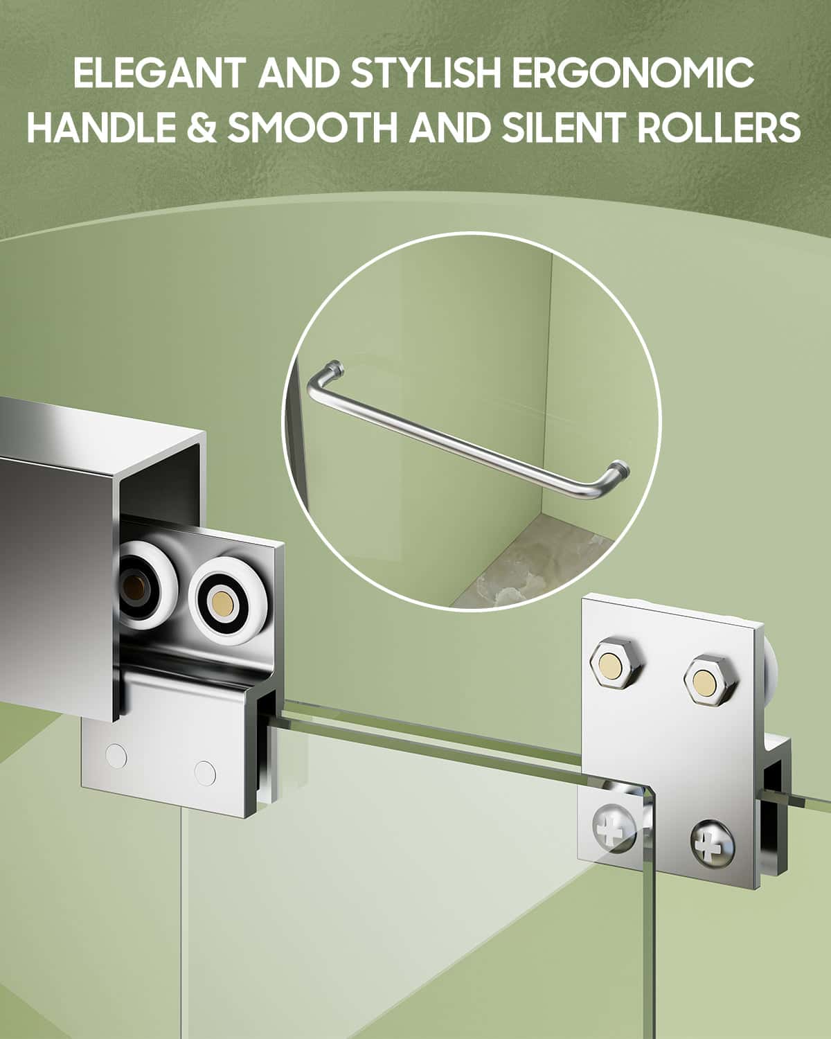 Framed Both Sliding Glass Shower Doors 60" W x 76"H with 1/4"(6mm) Clear Tempered Glass, Silver  Finish, Big Rollers, Square Rail, Self-cleaning coating on both sides