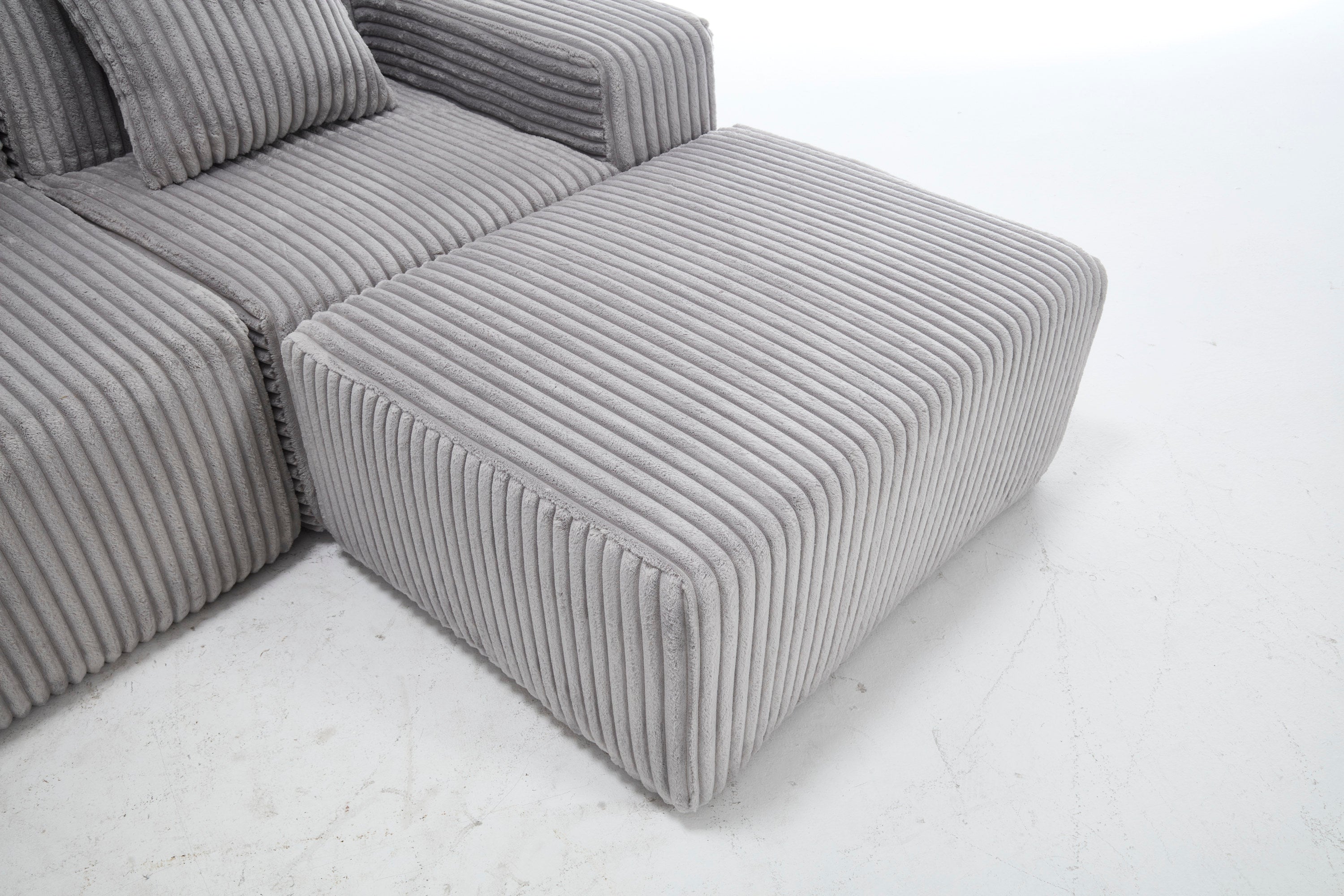 Modern Minimalist Modular Sectional Sofa,  L-Shape Upholstered Cloud Couch with Deep Seats, Right Facing Chaise for Living Room-Light Gray