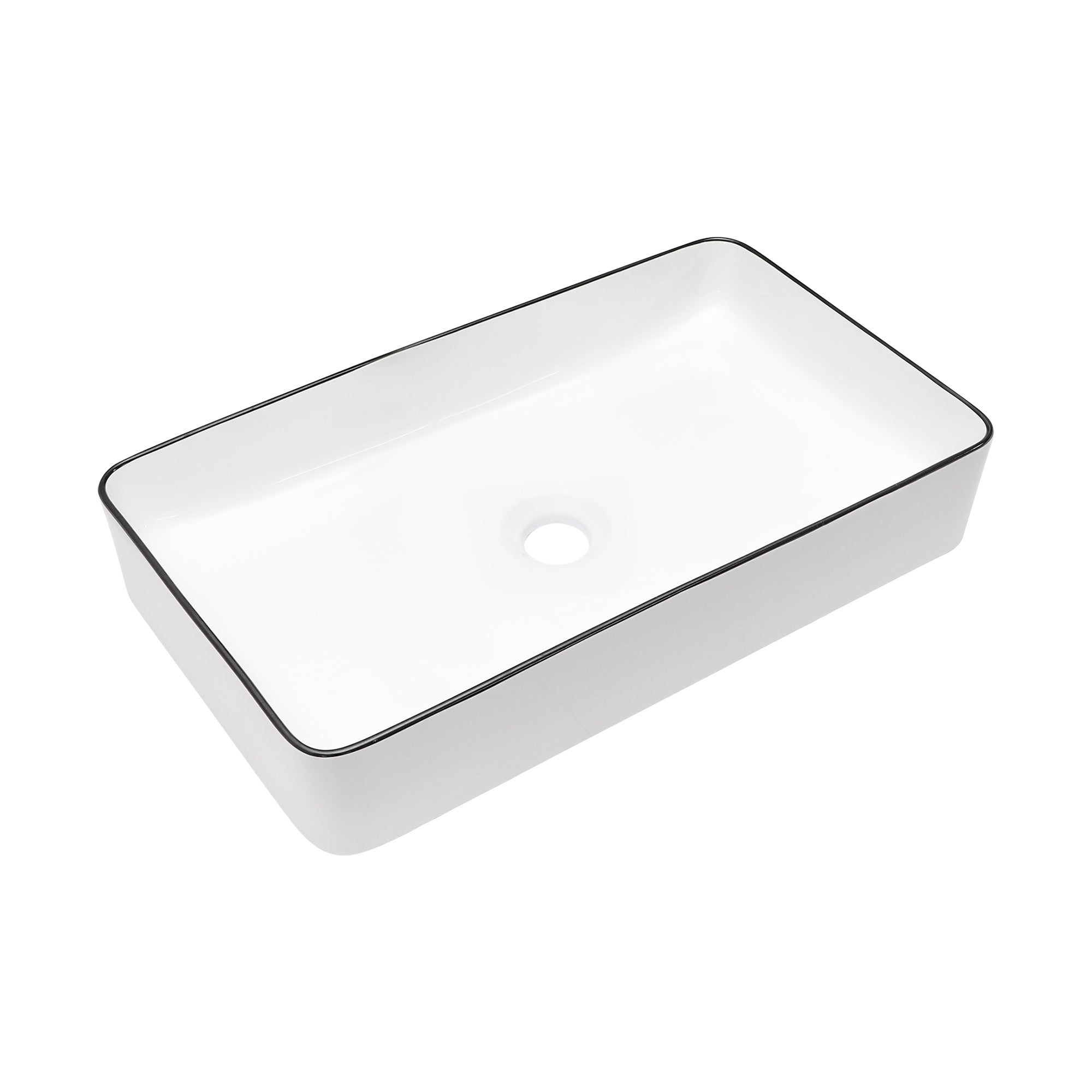 24x14 Inch White Ceramic Rectangular Vessel Bathroom Sink
