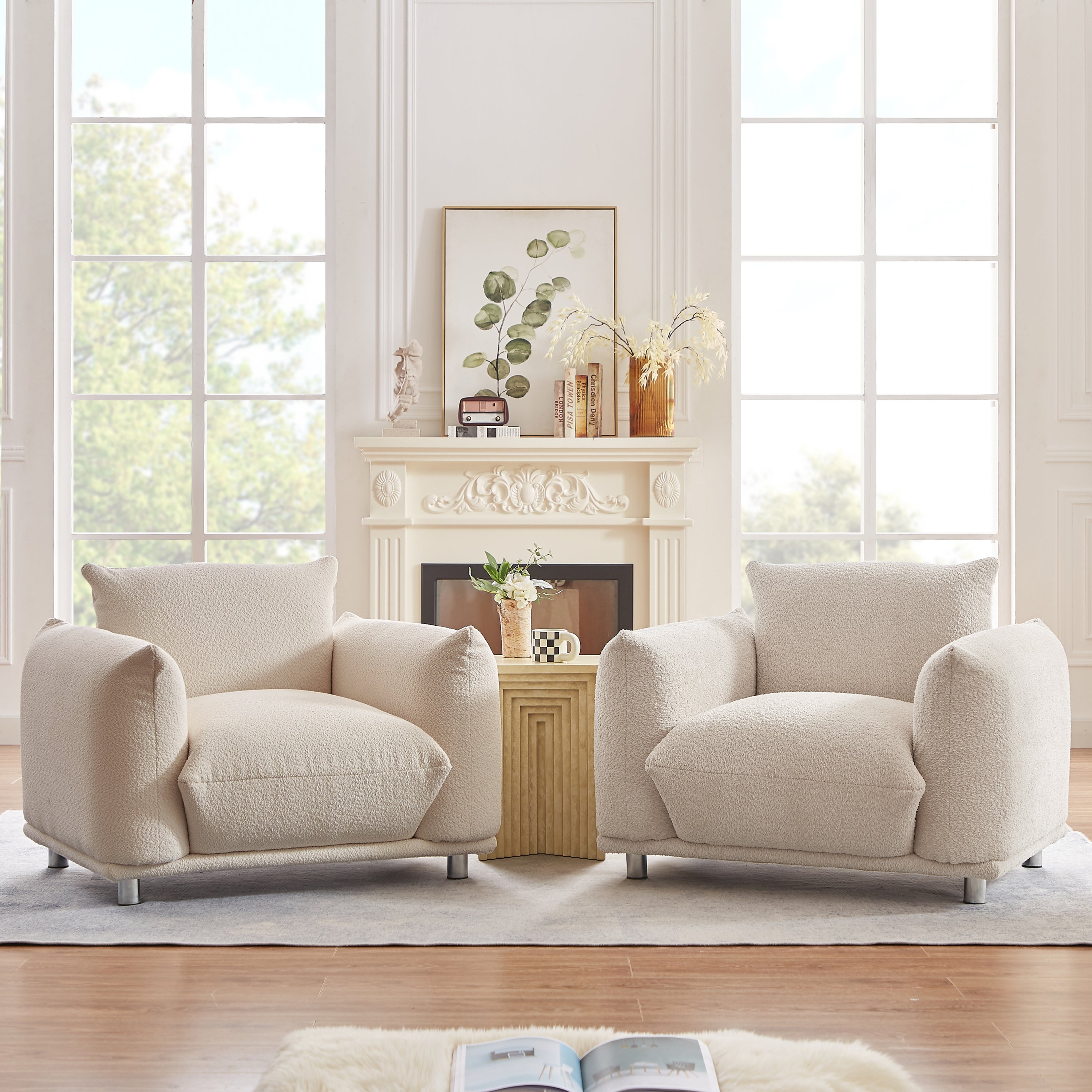 Sherpa Accent Chair Single Sofa 42"W Accent Chair for Bedroom Living room Apartment, Camel