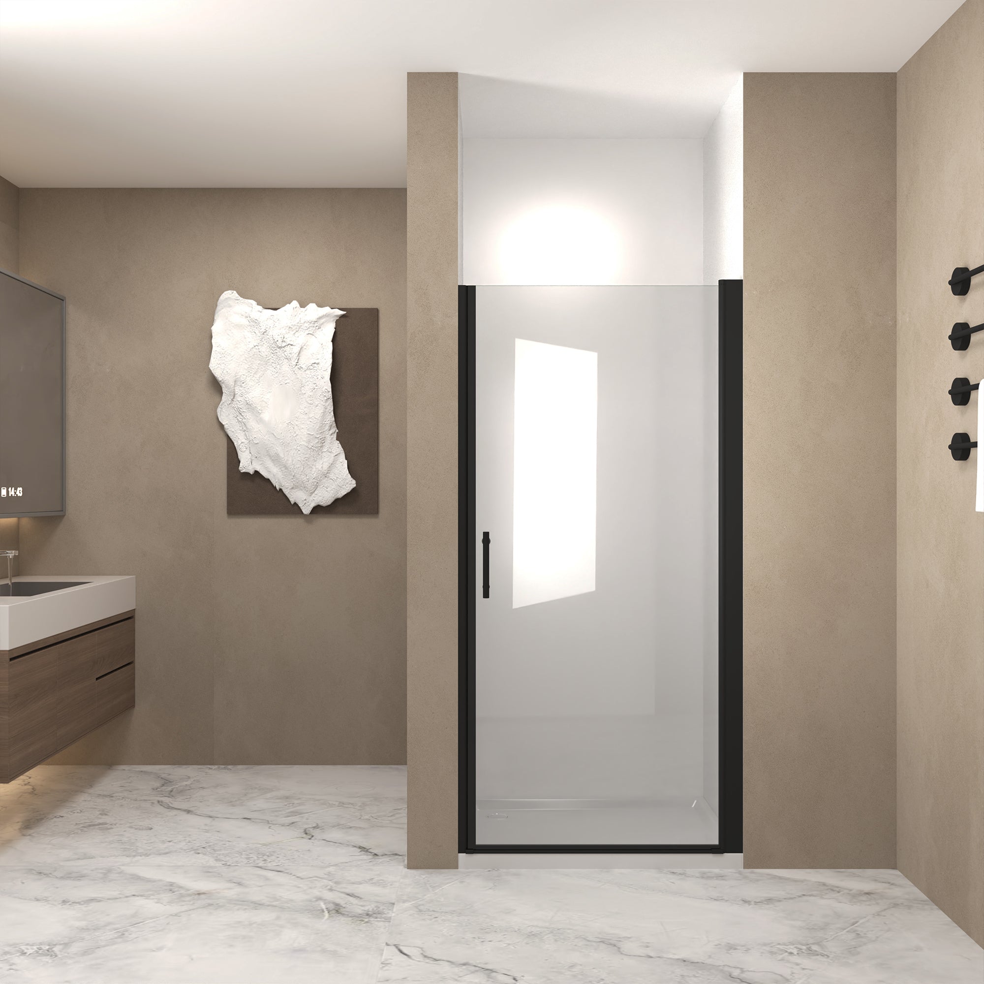 24-37 x 72 in Half-Frame Pivot Shower Door - 24 x 72 in / Matte Black view 1