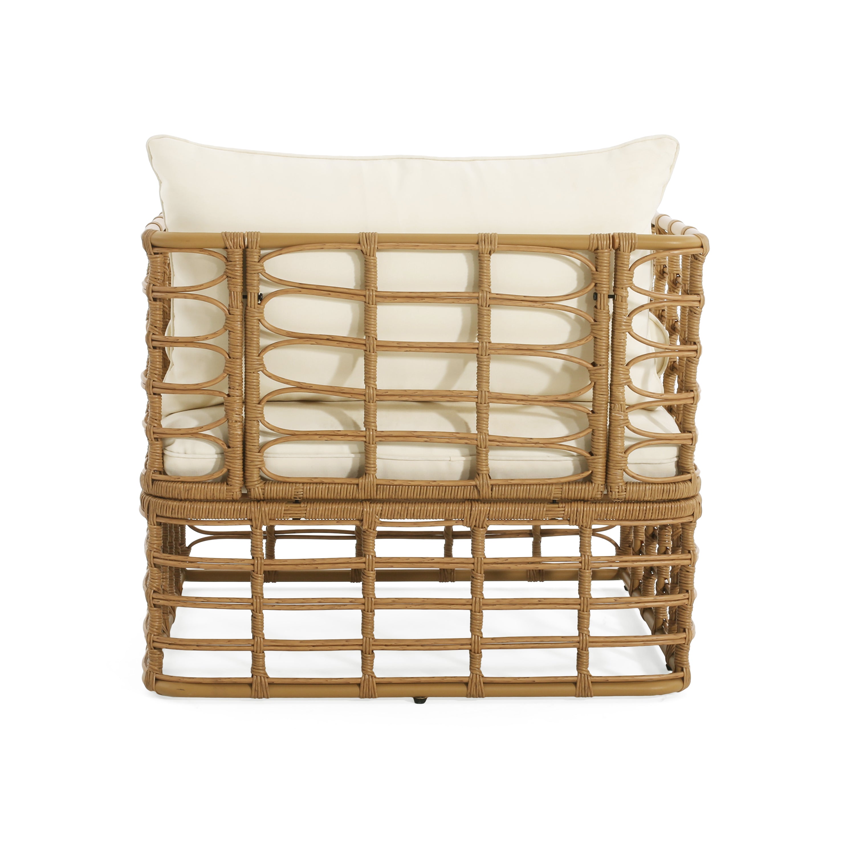 2-Piece Rattan Accent Chair Set with Side Table, Open Weave Boho Design, Perfect for Stylish Seating in Living Room, Sunroom, or Patio Relaxation