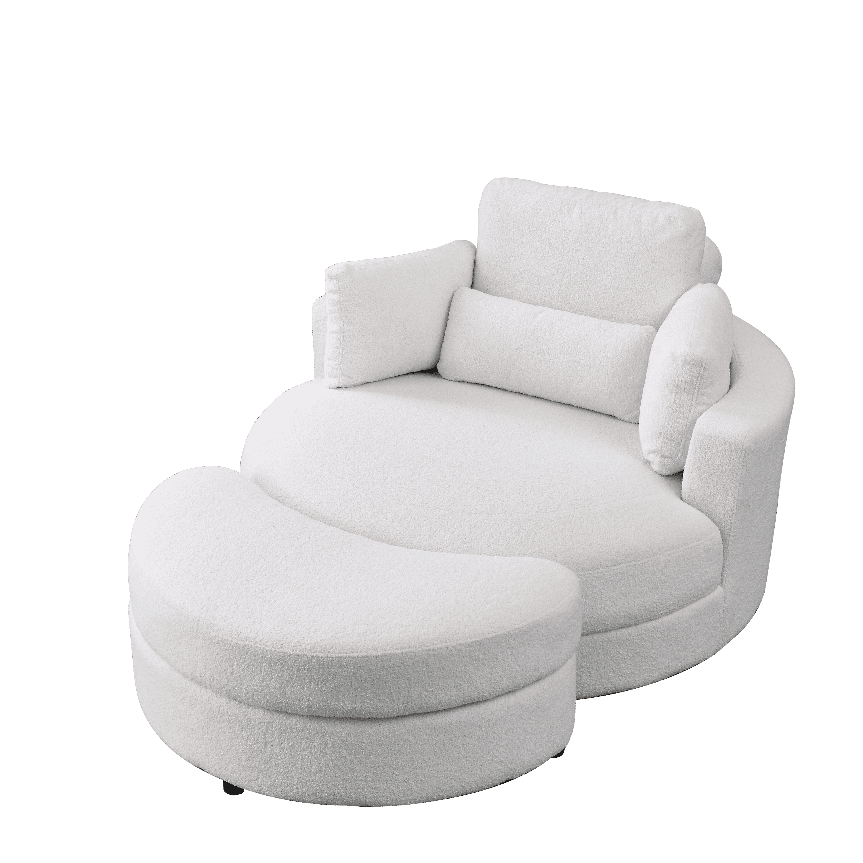 Welike Swivel Accent Barrel Modern Sofa Lounge Club Big Round Chair with Storage Ottoman Linen Fabric for Living Room Hotel with Pillows,Teddy White (Ivory)