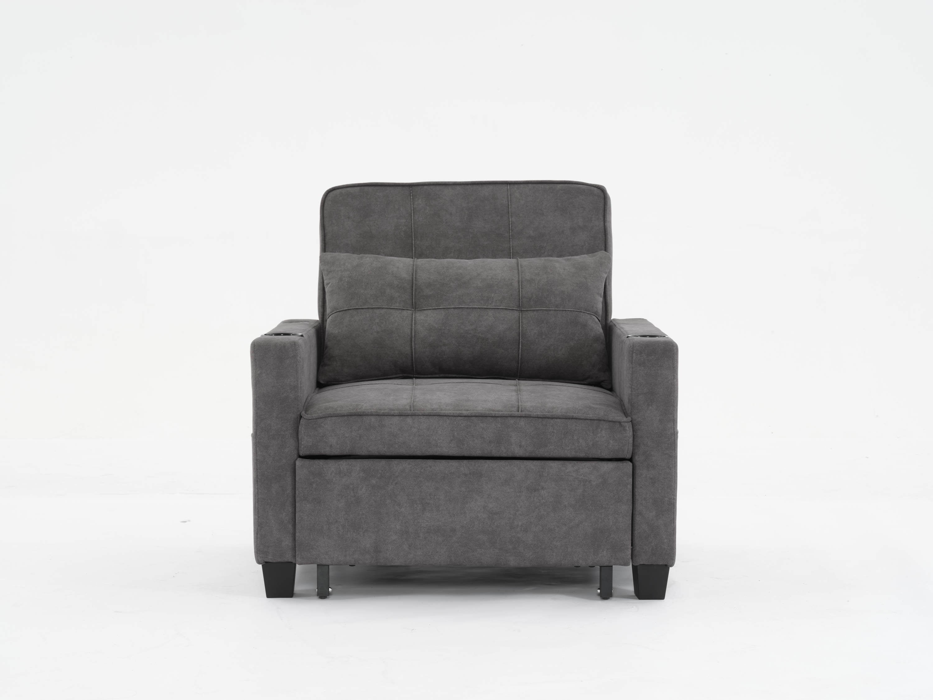 Futon Chair Bed Convertible Chair 3-in-1 Pull Out Sleeper Chair Beds with USB Ports,Wear-resistant and Anti-scratch, Armchair Bed Sleeper for Living Room (Dark Grey Scratch Cloth)