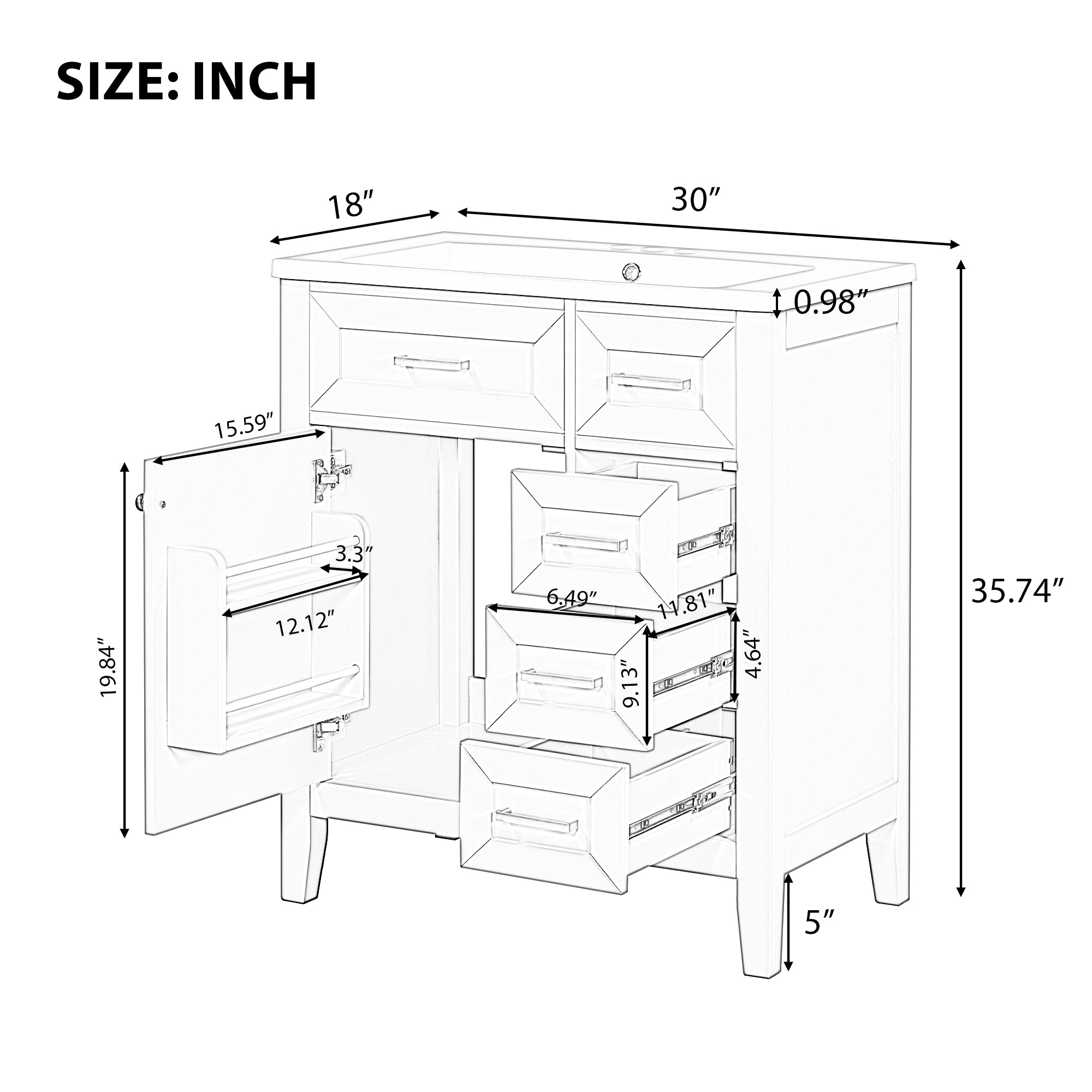 30" Bathroom Vanity with Sink Combo, Green Bathroom Cabinet with Drawers, Solid Frame and MDF Board (Old Sku:N725S999222F)
