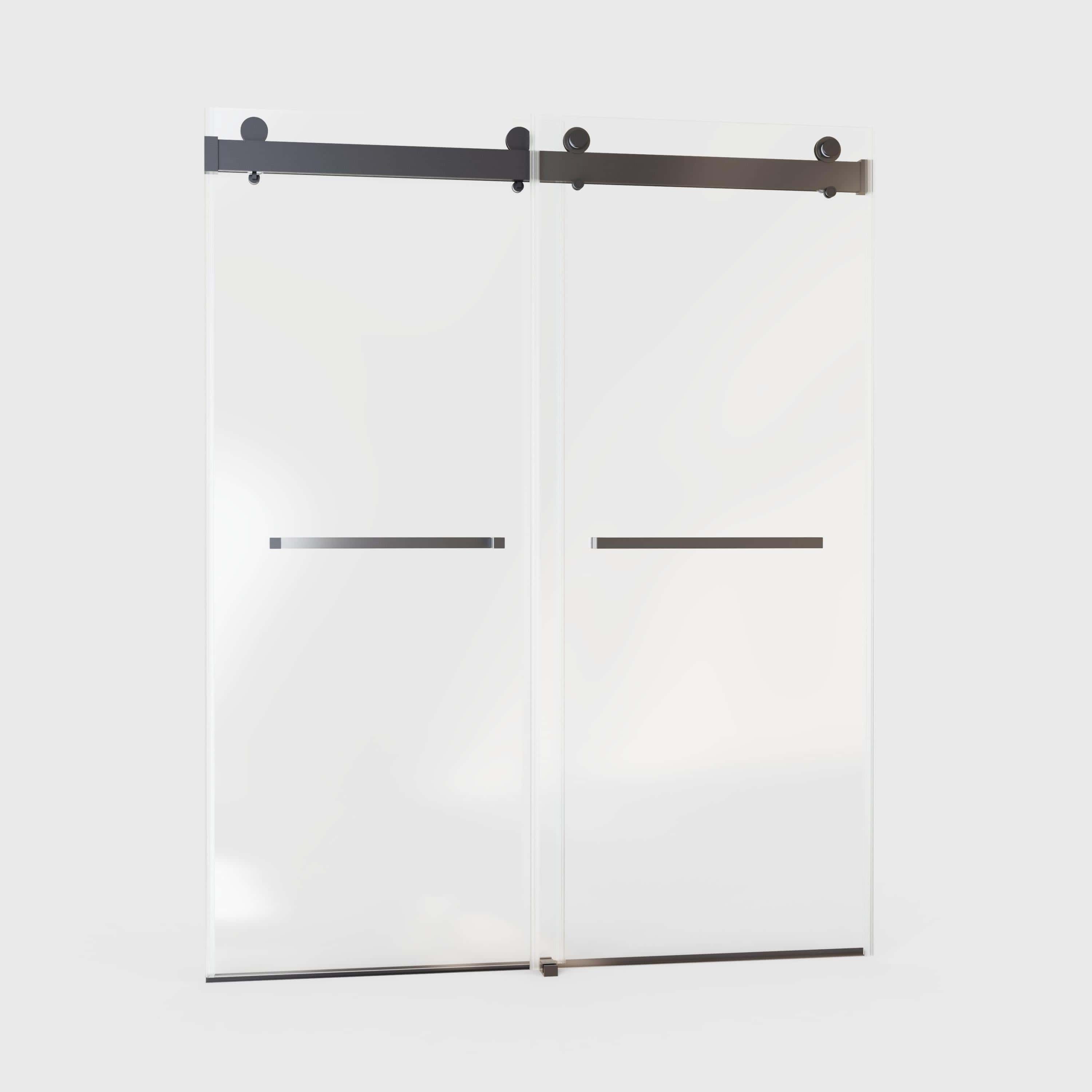 68-72"W x 76"H  Frameless Double Sliding Soft-Close Shower Door, 3/8 inches (10mm) Thick SGCC Tempered Glass Door,  Matte Black