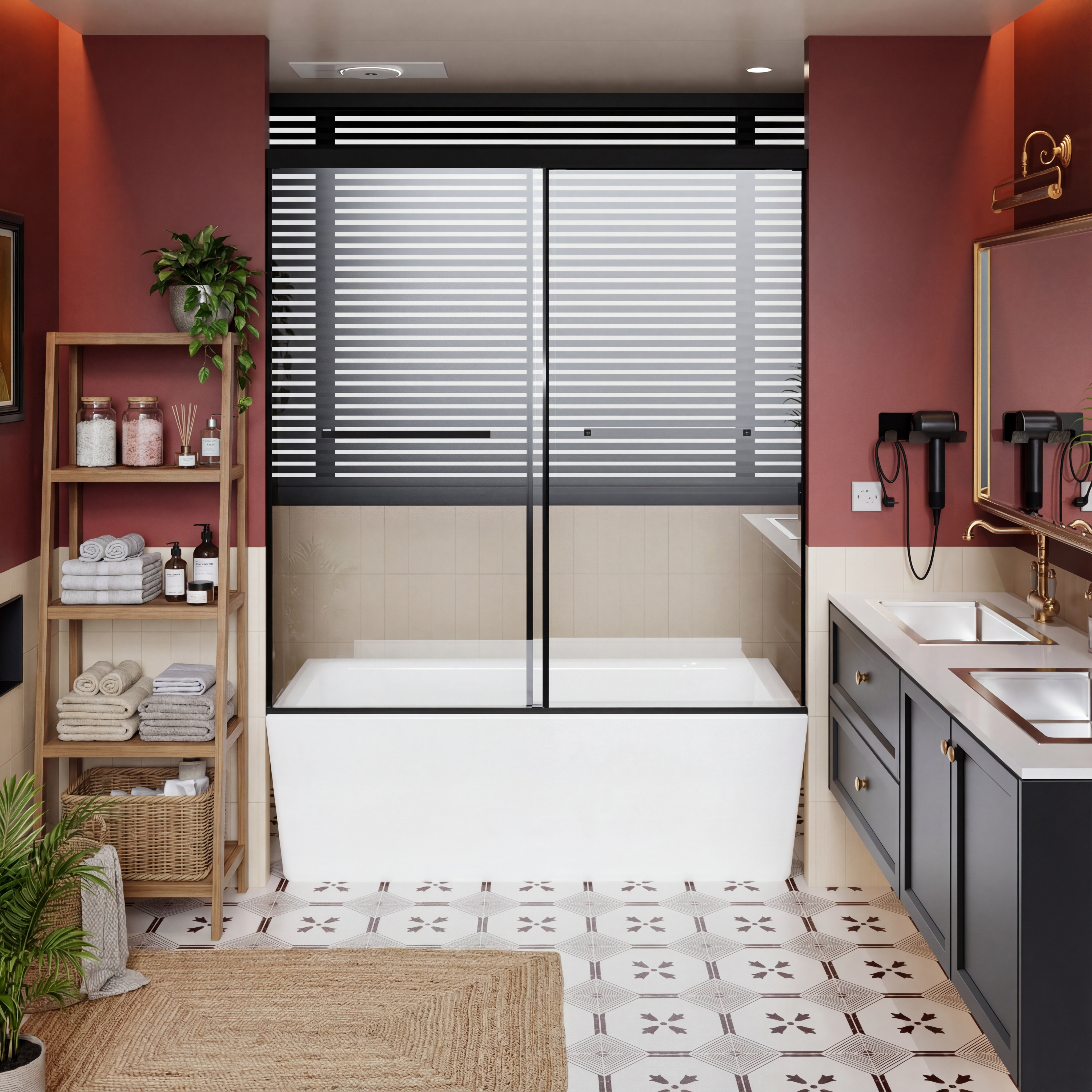 60 x 62 in Soft-Close Dual Sliding Shower Door - 60 x 62 in / Matte Black / Soft-Close Track view 5