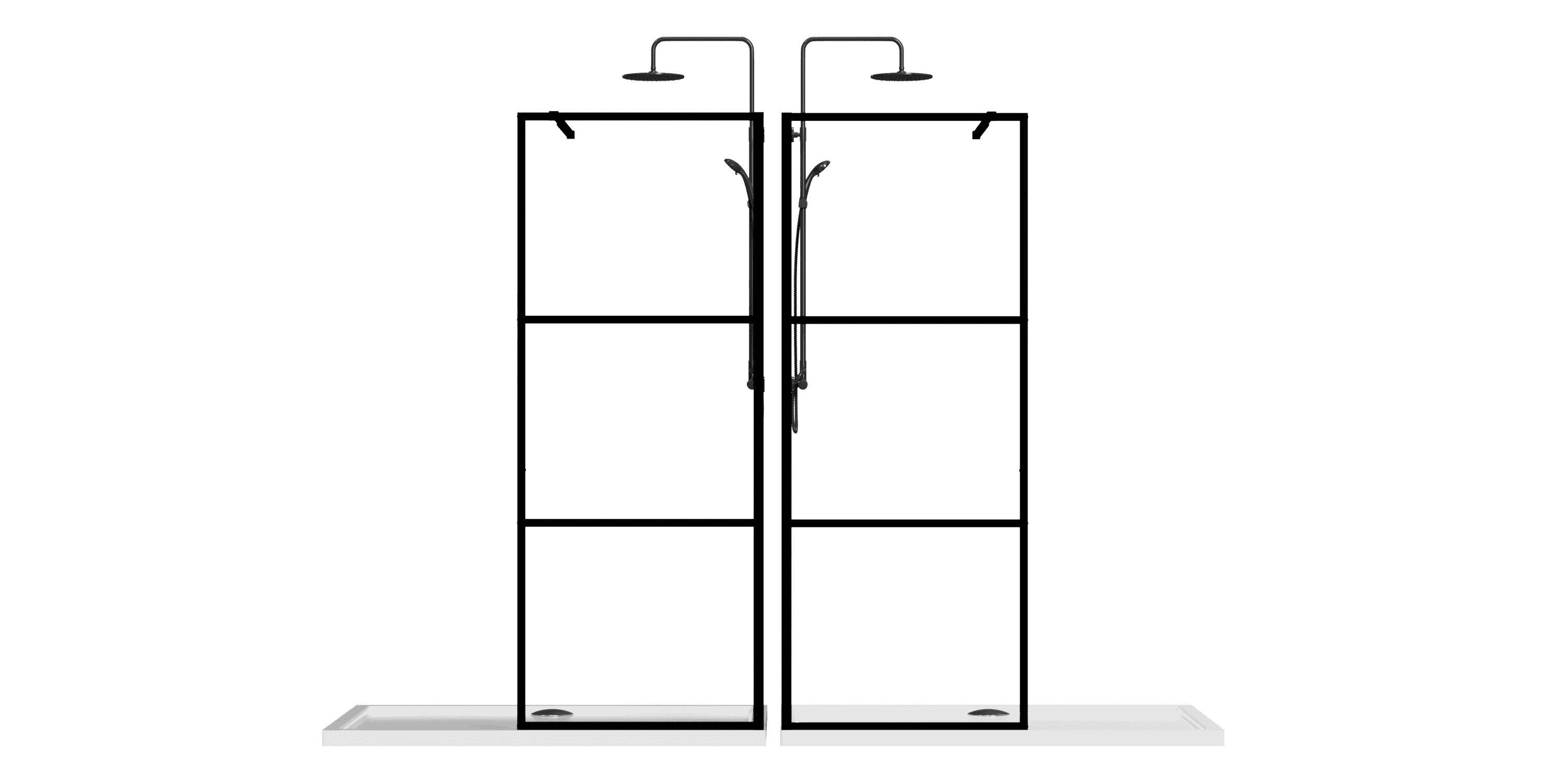 Goodyo 34"W x 72"H Shower Screen Door Walk-in Wet-room, Black, 3-panel Style
