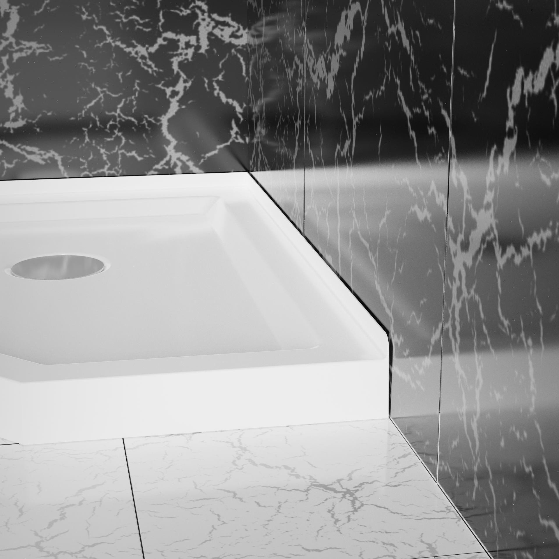 Goodyo 36"x36" Corner Drain Neo-Angle Shower Base White