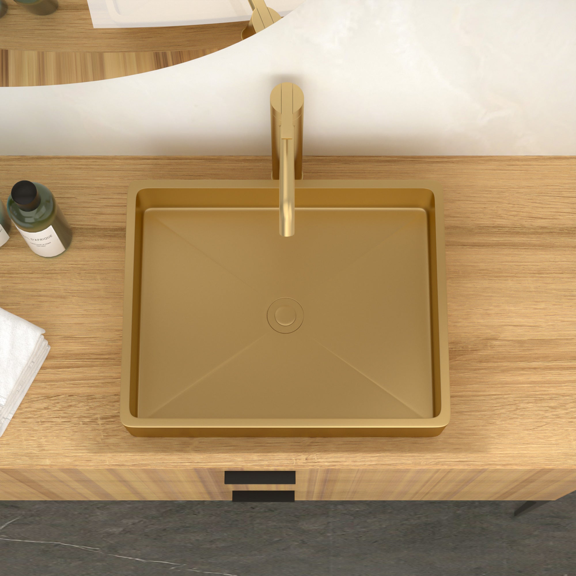 19"x15" Gold Stainless Steel Bathroom Sink with Pop Up Drain