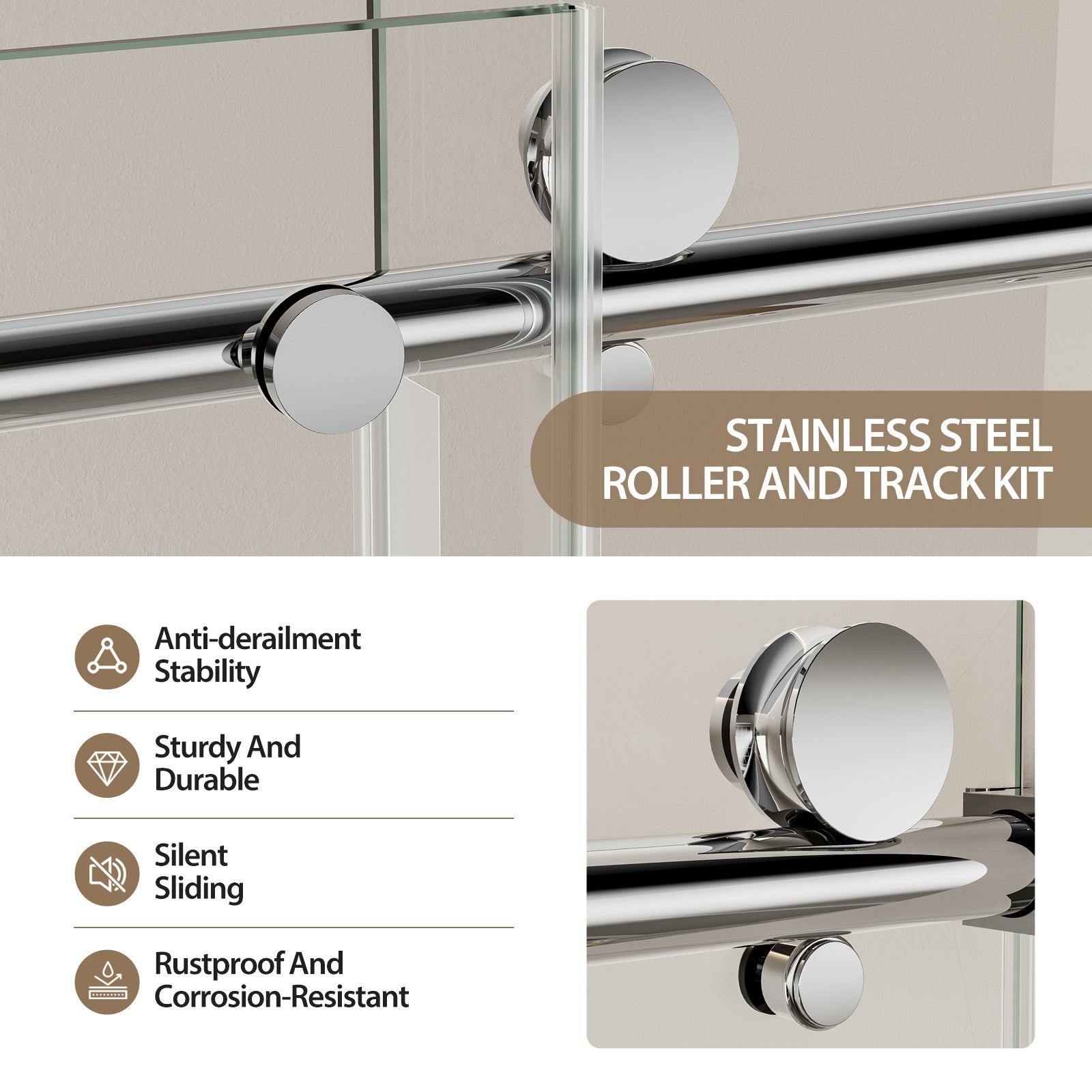 56-60 x 60 in Frameless Single Sliding Bathtub Door - 56-60 x 60 in / Chrome / 5/16 in Glass view 7