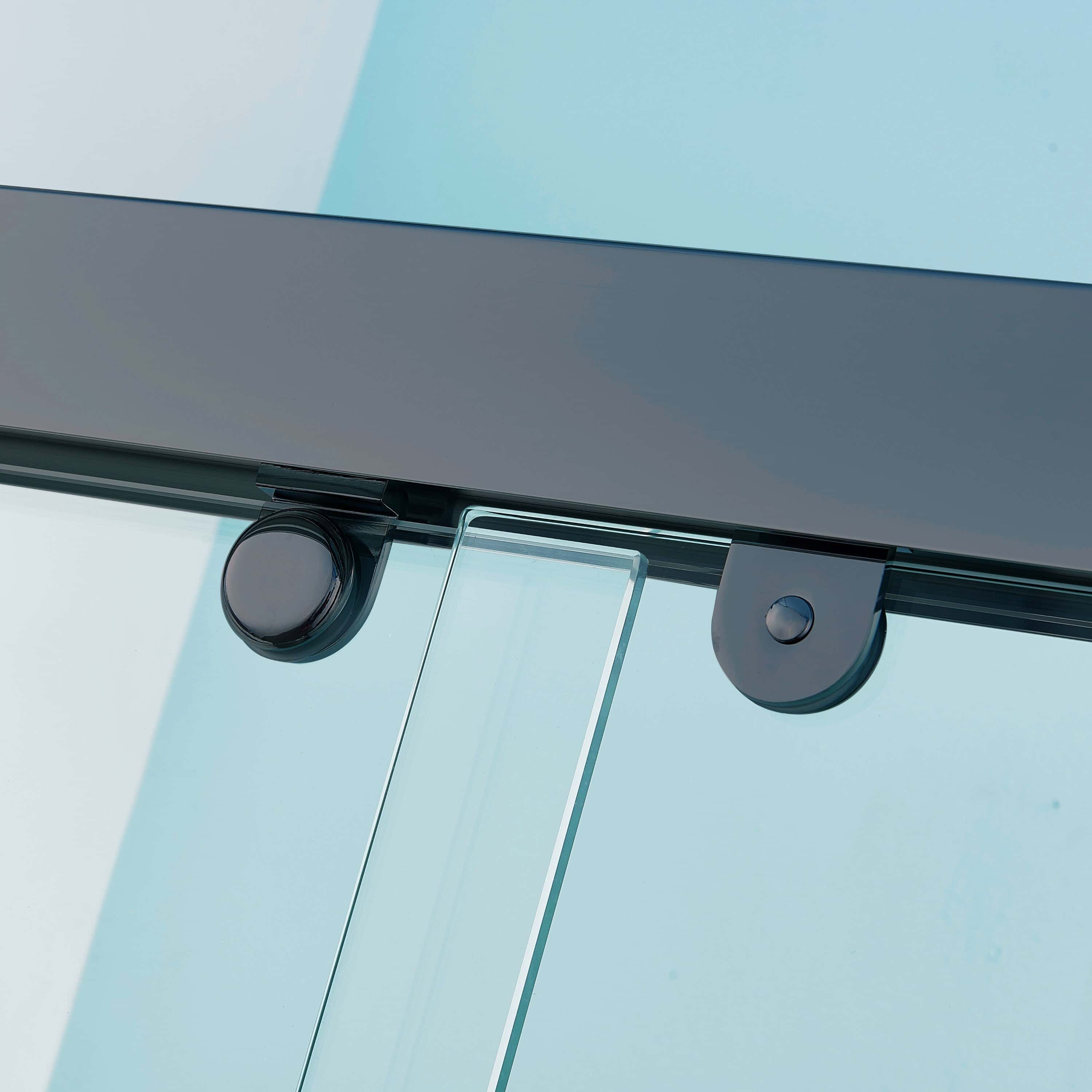 56-60"W x 76"H Double Sliding Shower Door, Aluminium Alloy Frame in Matte Black, 5/16" (8mm) Thick SGCC Tempered Clear Glass.
