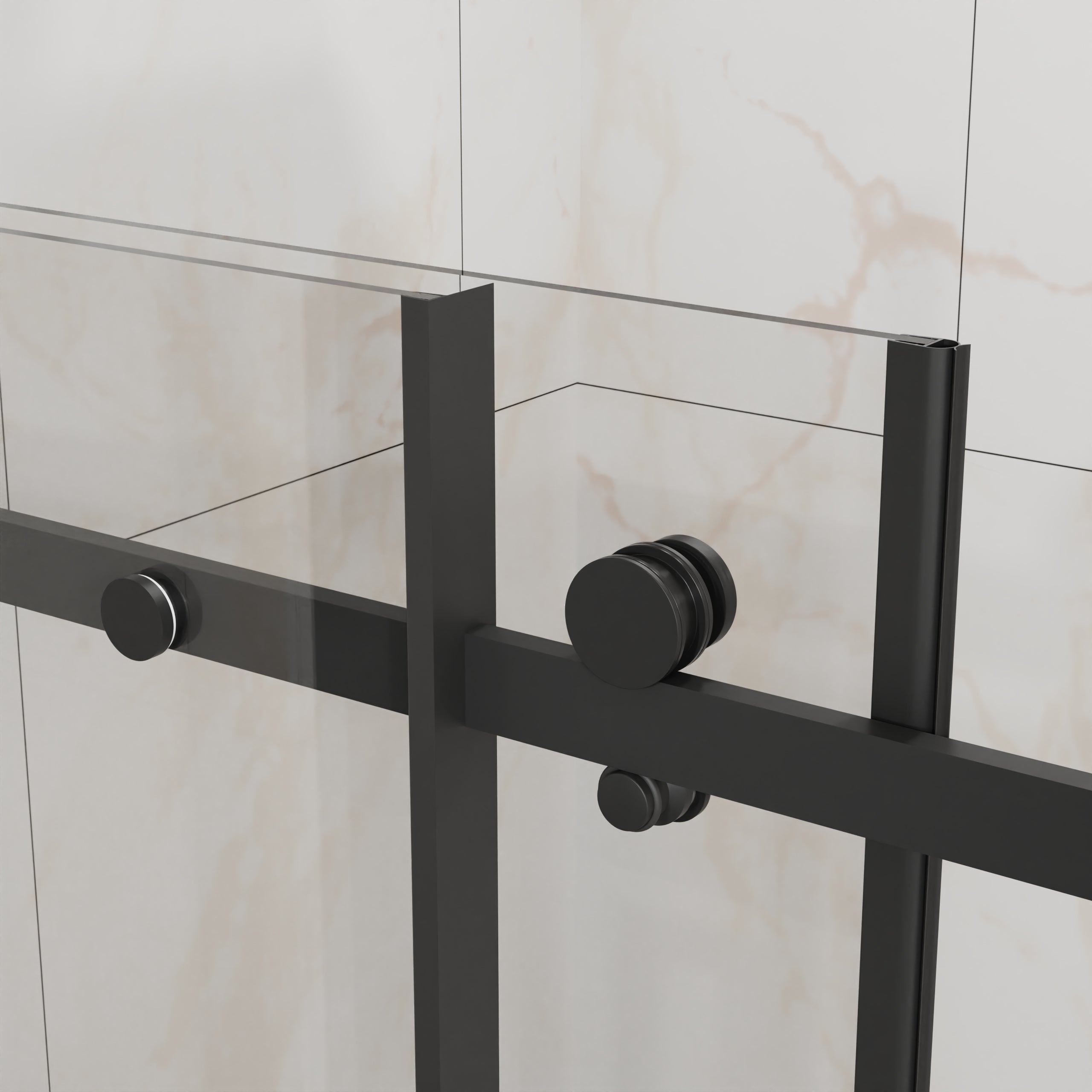 48 x 72 in Frameless Sliding Shower Door - 48 x 72 in / Matte Black view 5