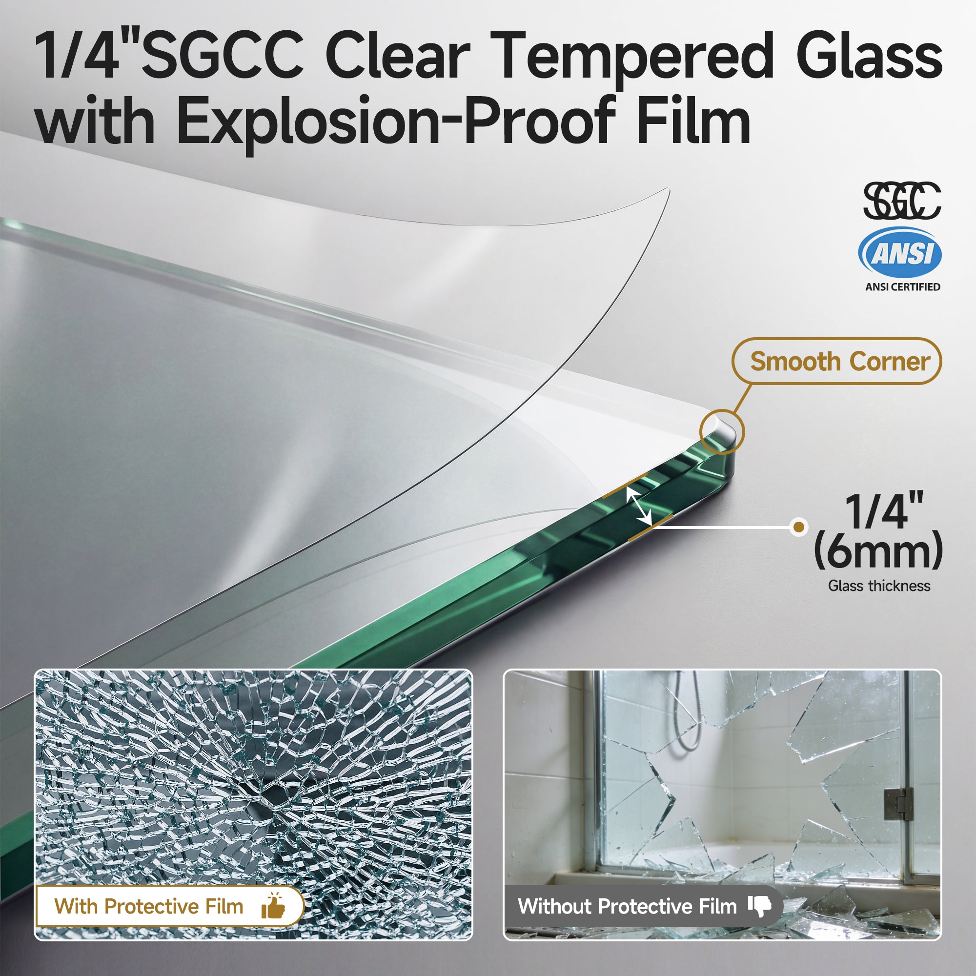 36 x 36 x 72 in Frosted Corner Sliding Shower Enclosure - 36 x 36 x 72 in / Matte Black / Frosted Glass view 4