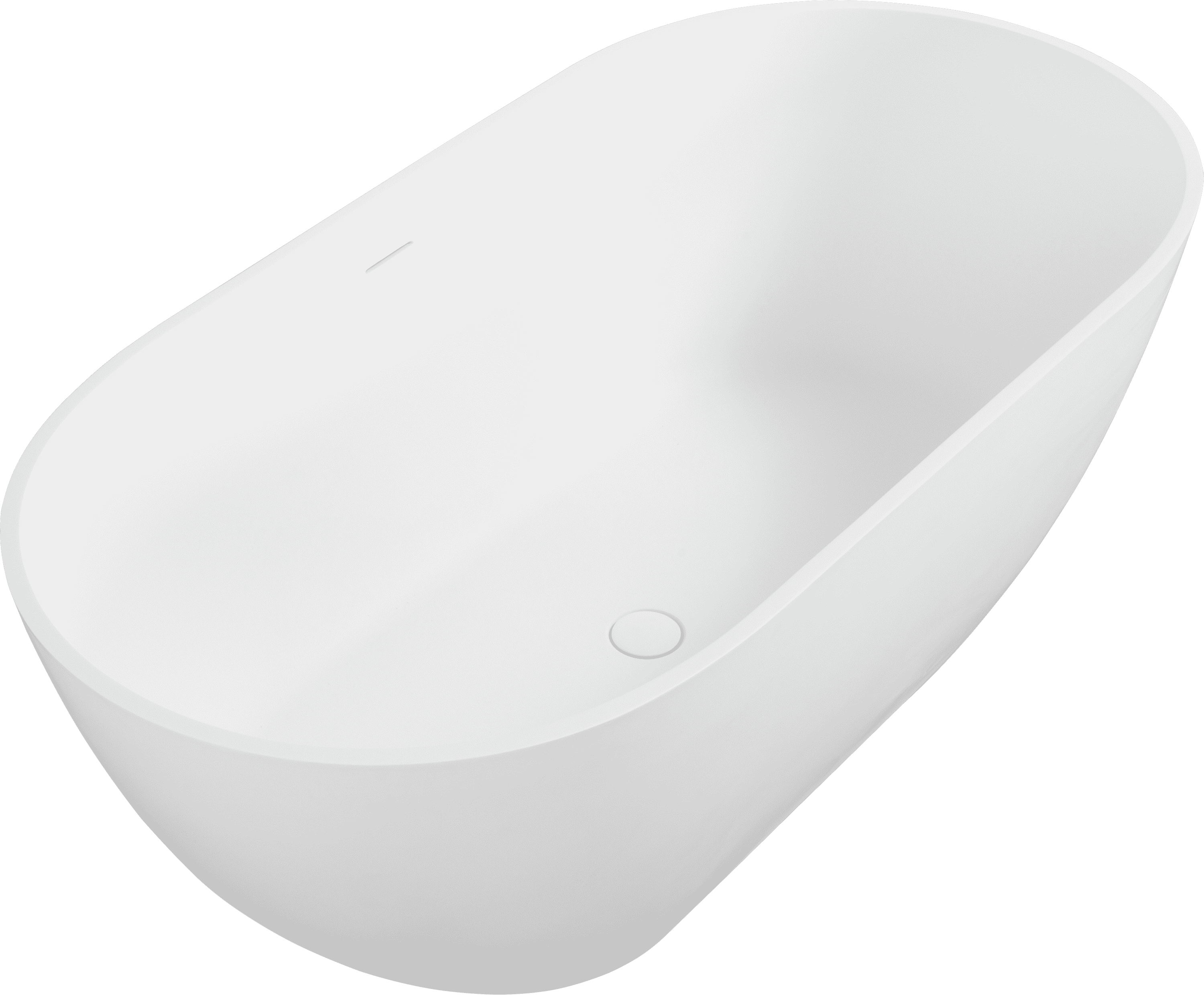 59" Freestanding Solid Surface Bathtub, Luxury Engineered Stone Resin Freestanding Soaking Bathtub with Overflow and Pop-up Drain for Contemporary Bathroom, Matte White 24S03-59MW