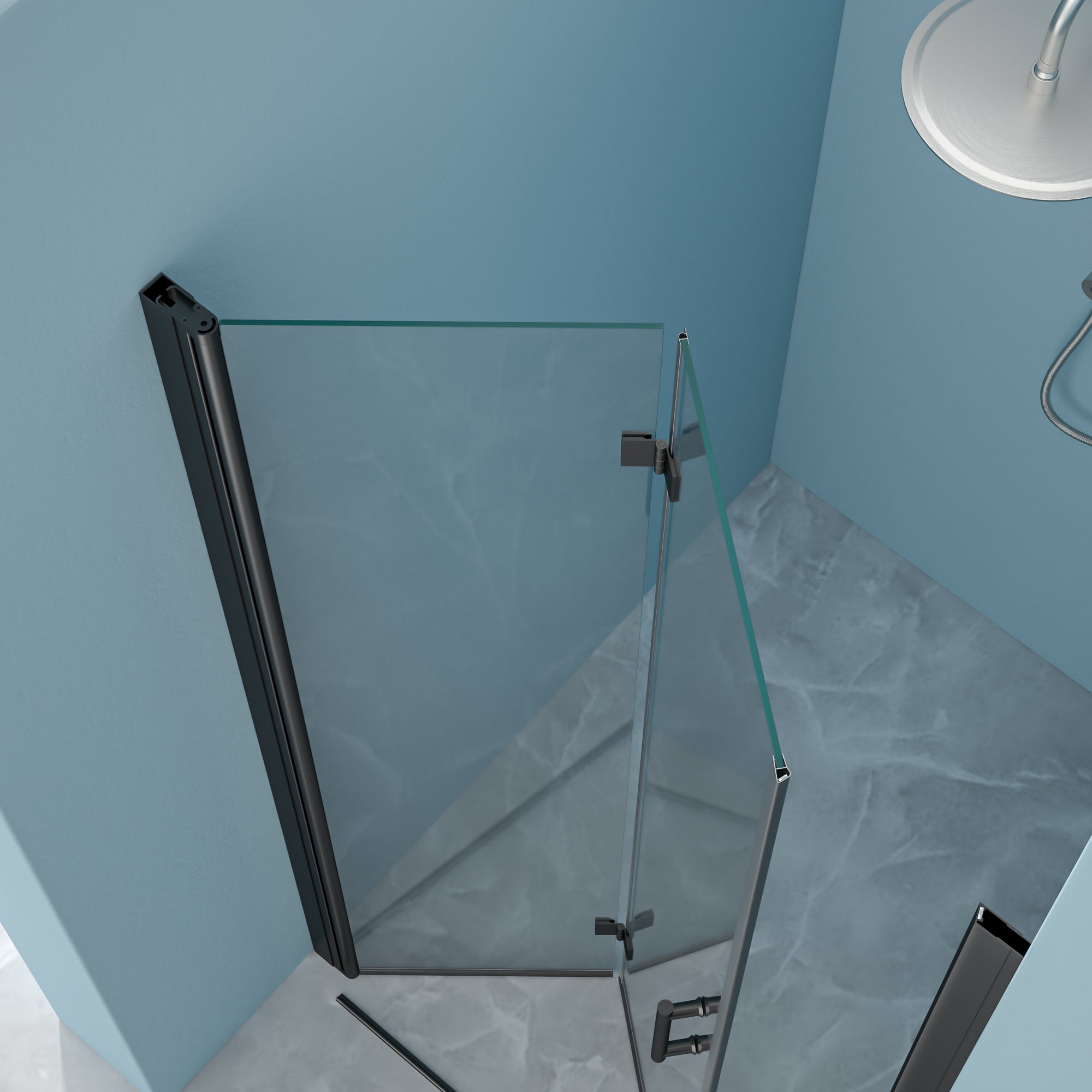 Fold shower door glass detail