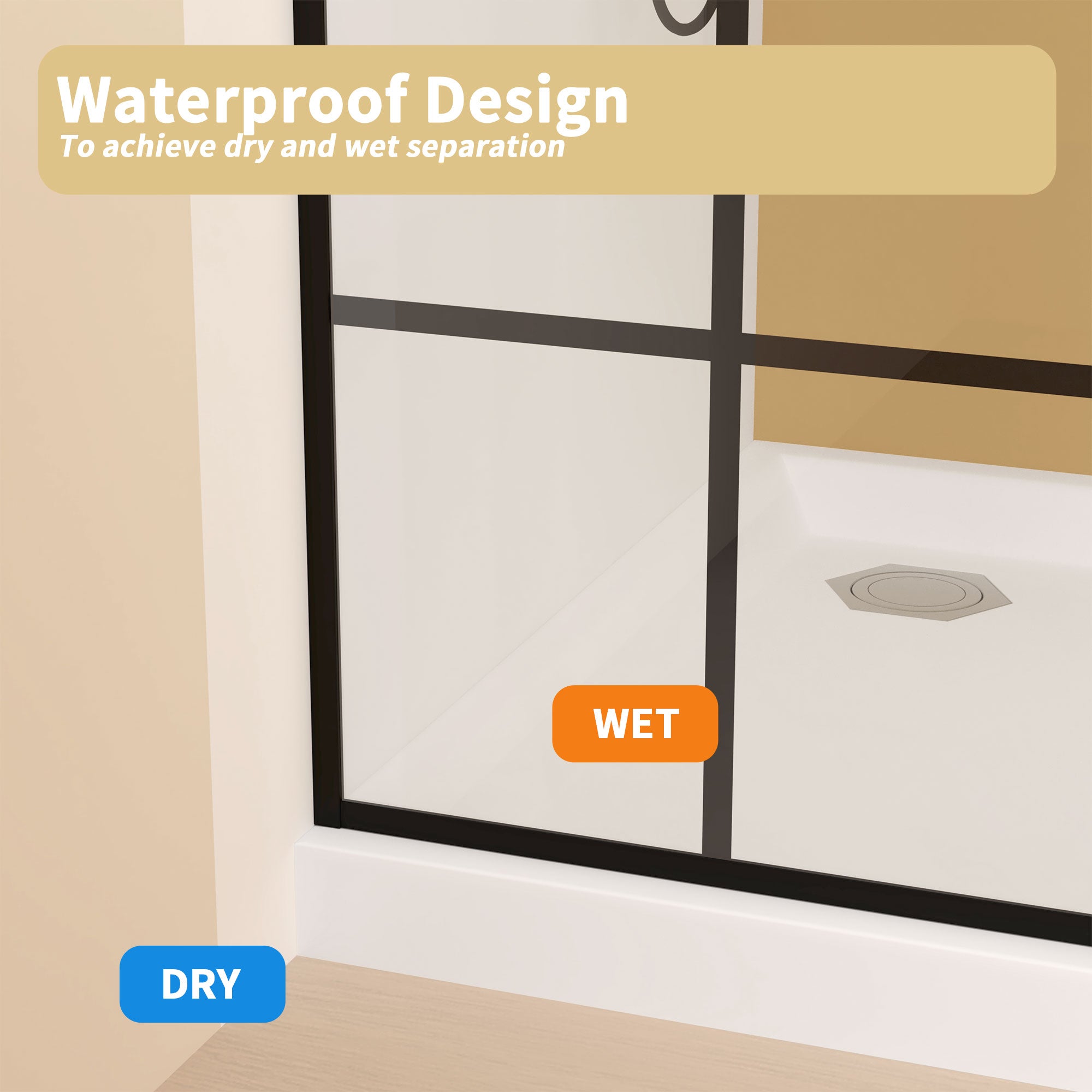 34 x 72 in Grid Shower Screen product image 8