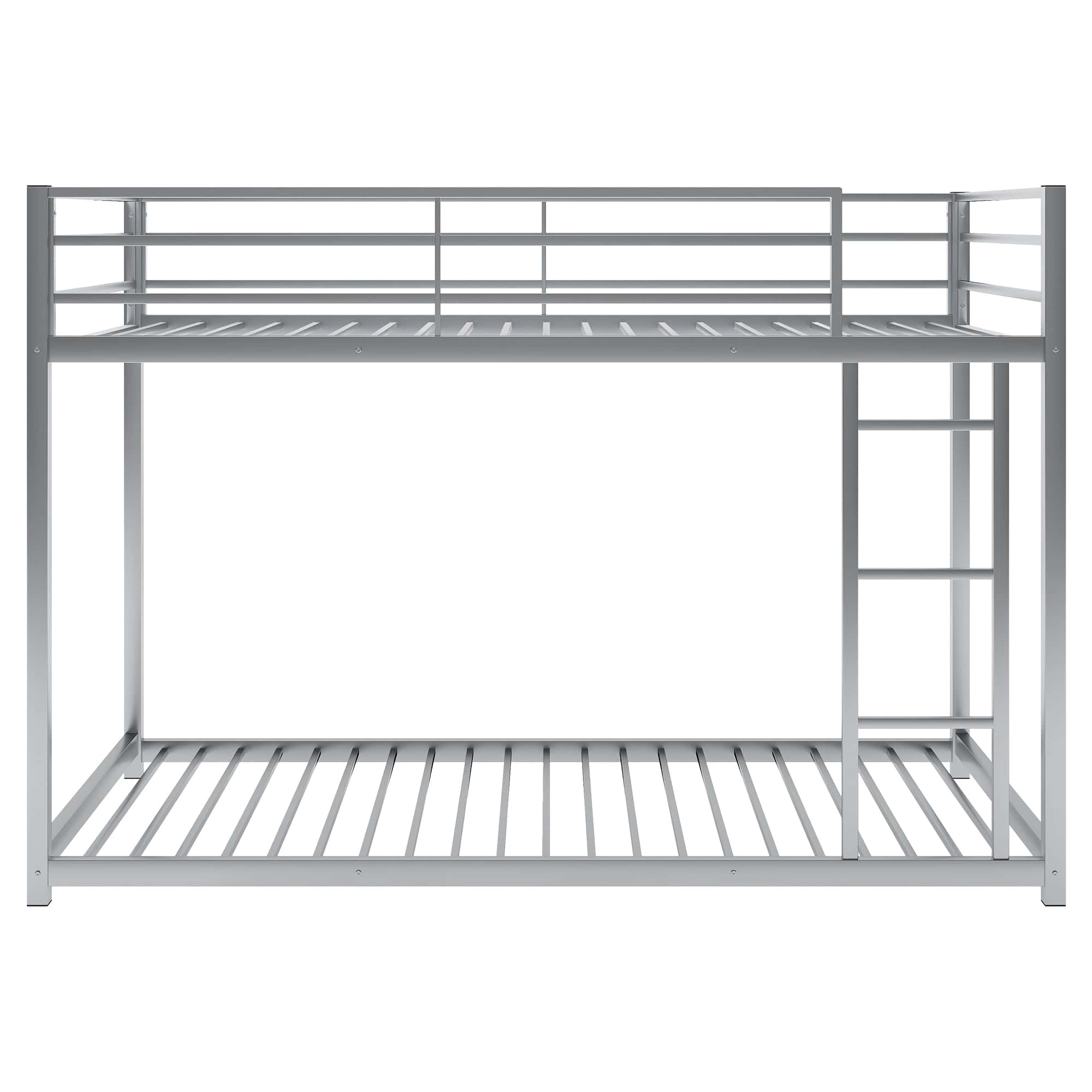 Twin over Twin Metal Bunk Bed, Low Bunk Bed with Ladder,Silver(OLD SKU:WF282465AAN)