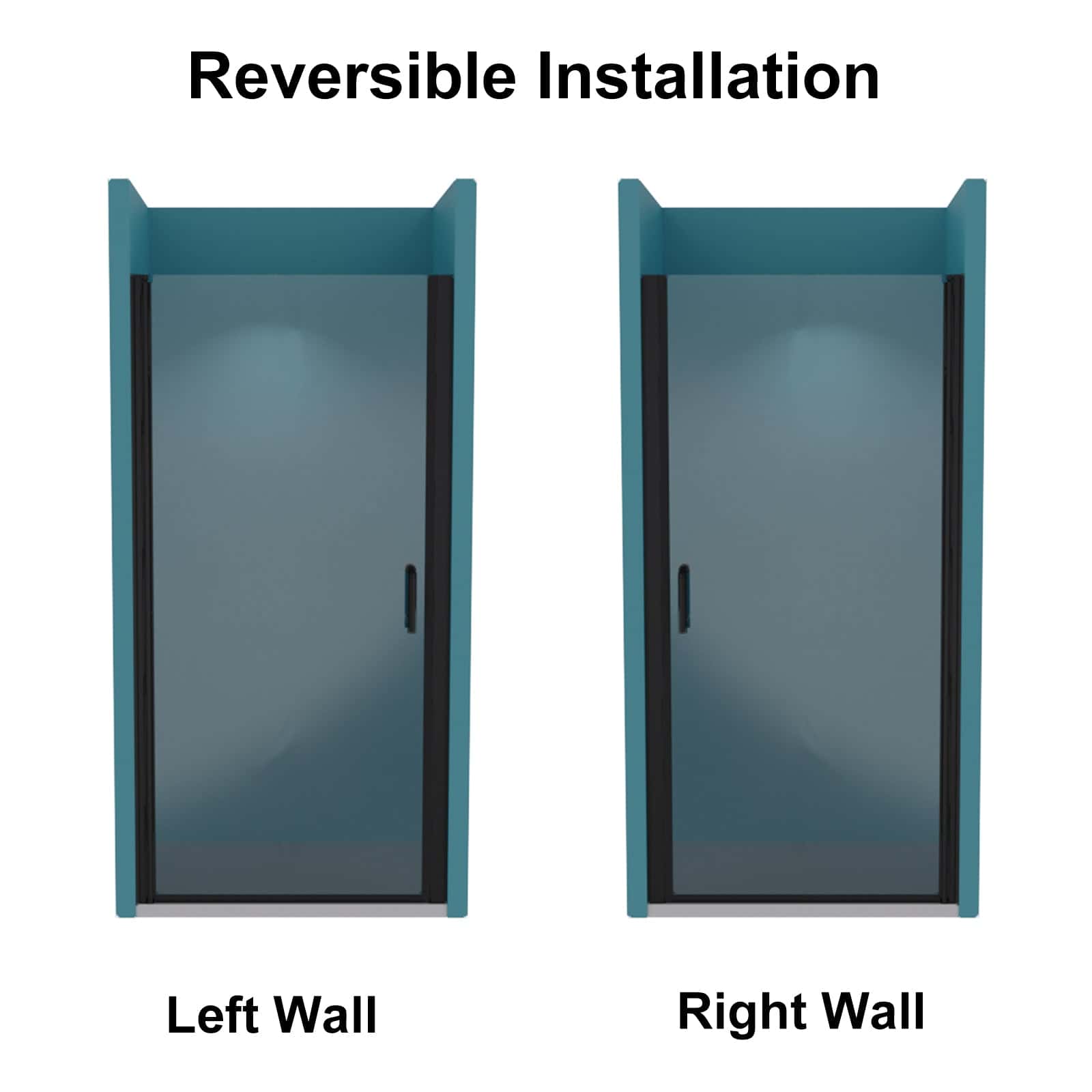 36-37"W x 72"H Semi-Frameless Pivot Shower Door in Matte Black With Clear Glass