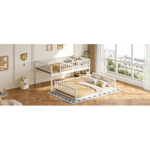 Full XL over Queen bunk bed shown in separated bed configuration