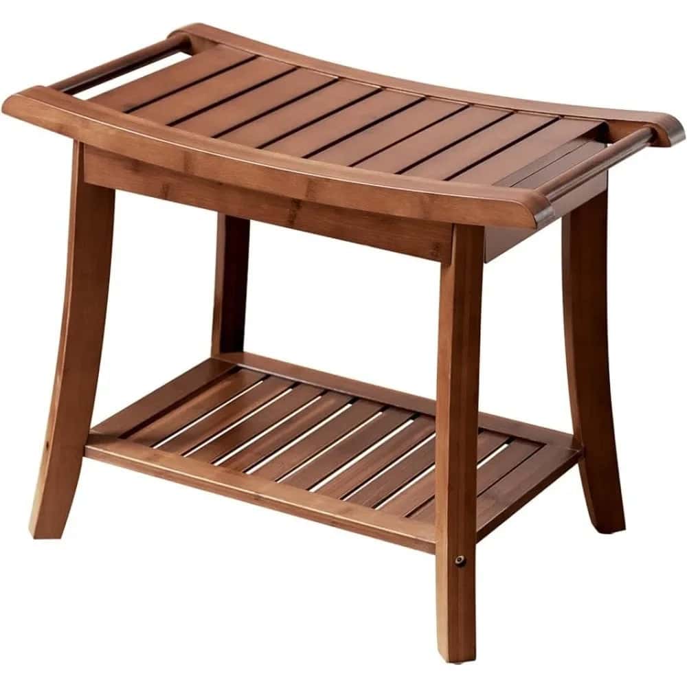 Efforest Eco-Friendly Bamboo Shower Bench with Shelf