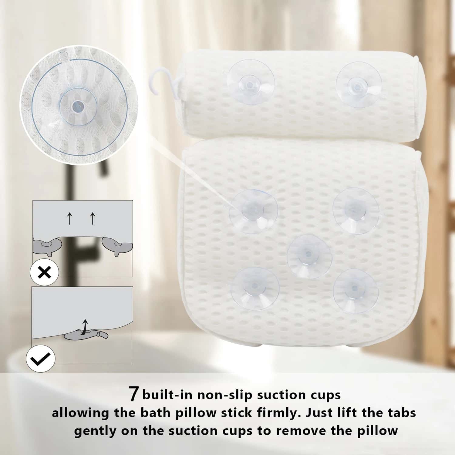 Efforest Luxury 4D Bath Tub Pillow - Extra Thick Body Cushion for Head, Neck, Shoulder Support