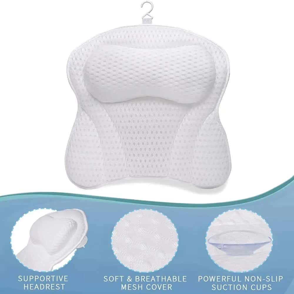 Efforest Luxurious 4D Butterfly Bath Pillow with 6 Suction Cups, Machine Washable, Quick Drying