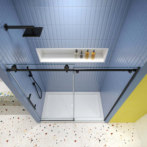 60"W x 74"H Glass shower door, sliding door, soft close system, with 5/16" tempered glass  6074