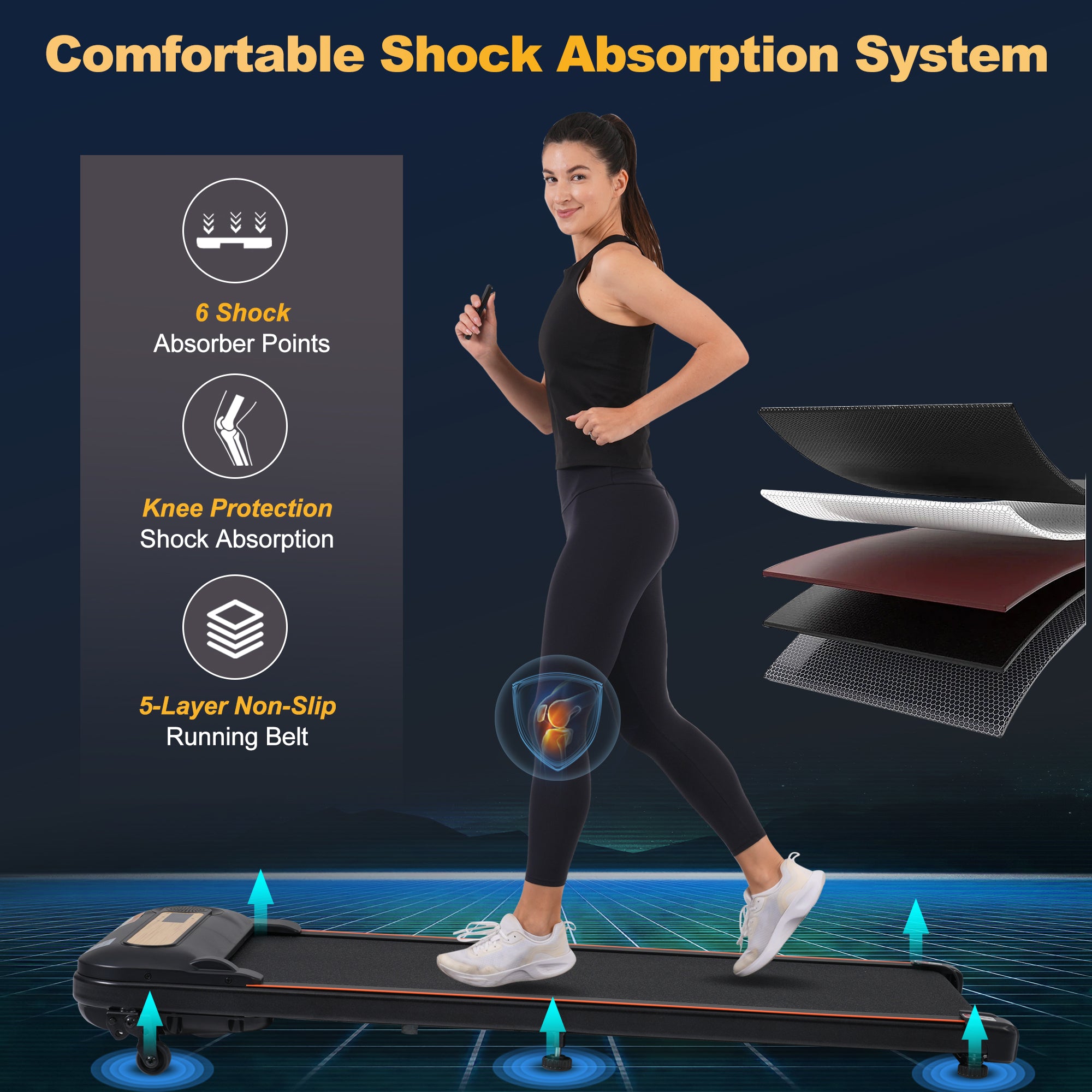 Wood Grain Decoration Walking Pad Under Desk Treadmill for Home Office -2.5HP Walking Treadmill With Incline 0.5-4MPH 300LBS Capacity Treadmill for Walking Running - Remote Control