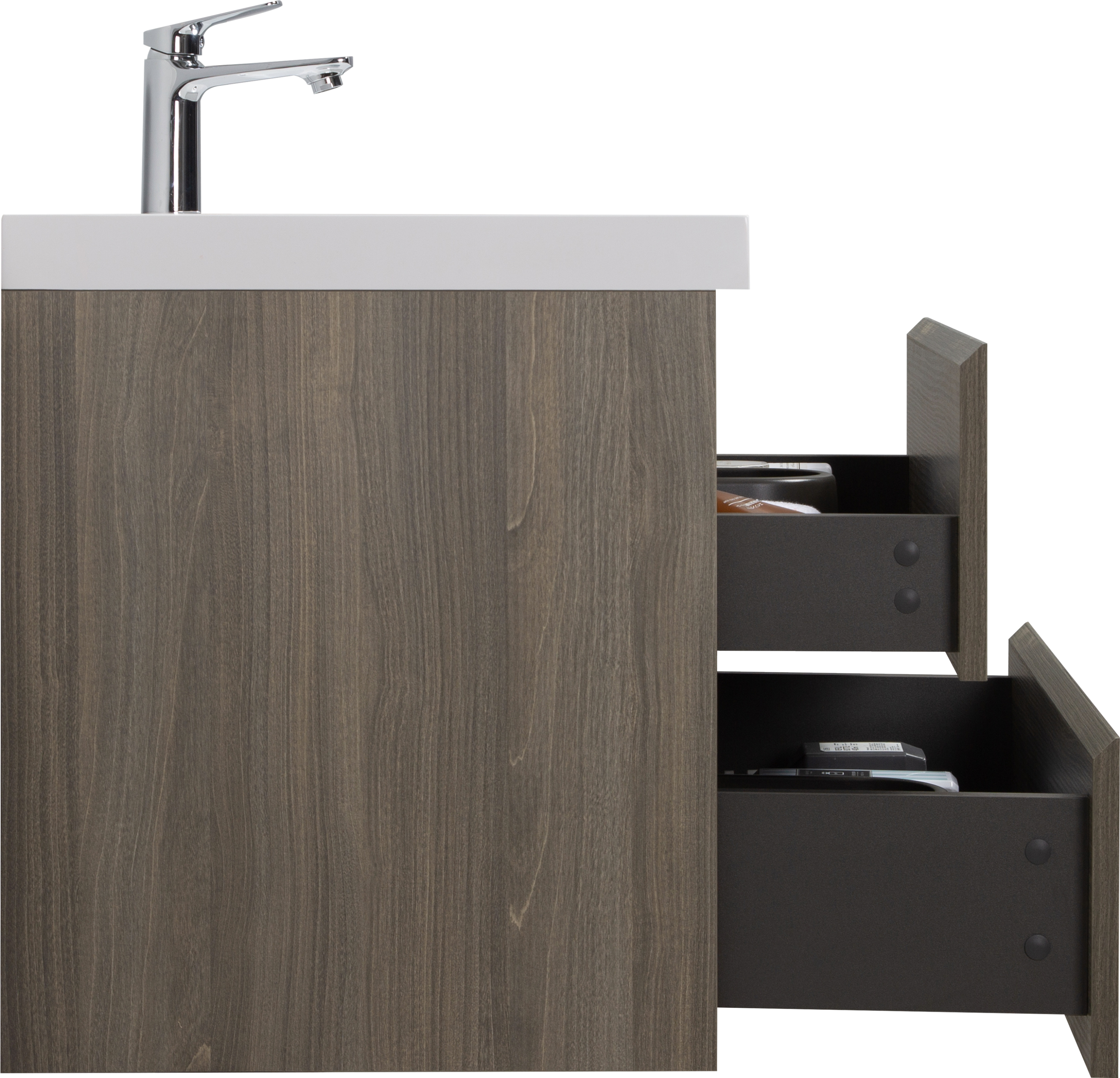 36" Floating Bathroom Vanity with Sink, Modern Wall-Mounted Bathroom Storage Vanity Cabinet with Resin Top Basin and Soft Close Drawers, Ash Grey 24V11-36AG