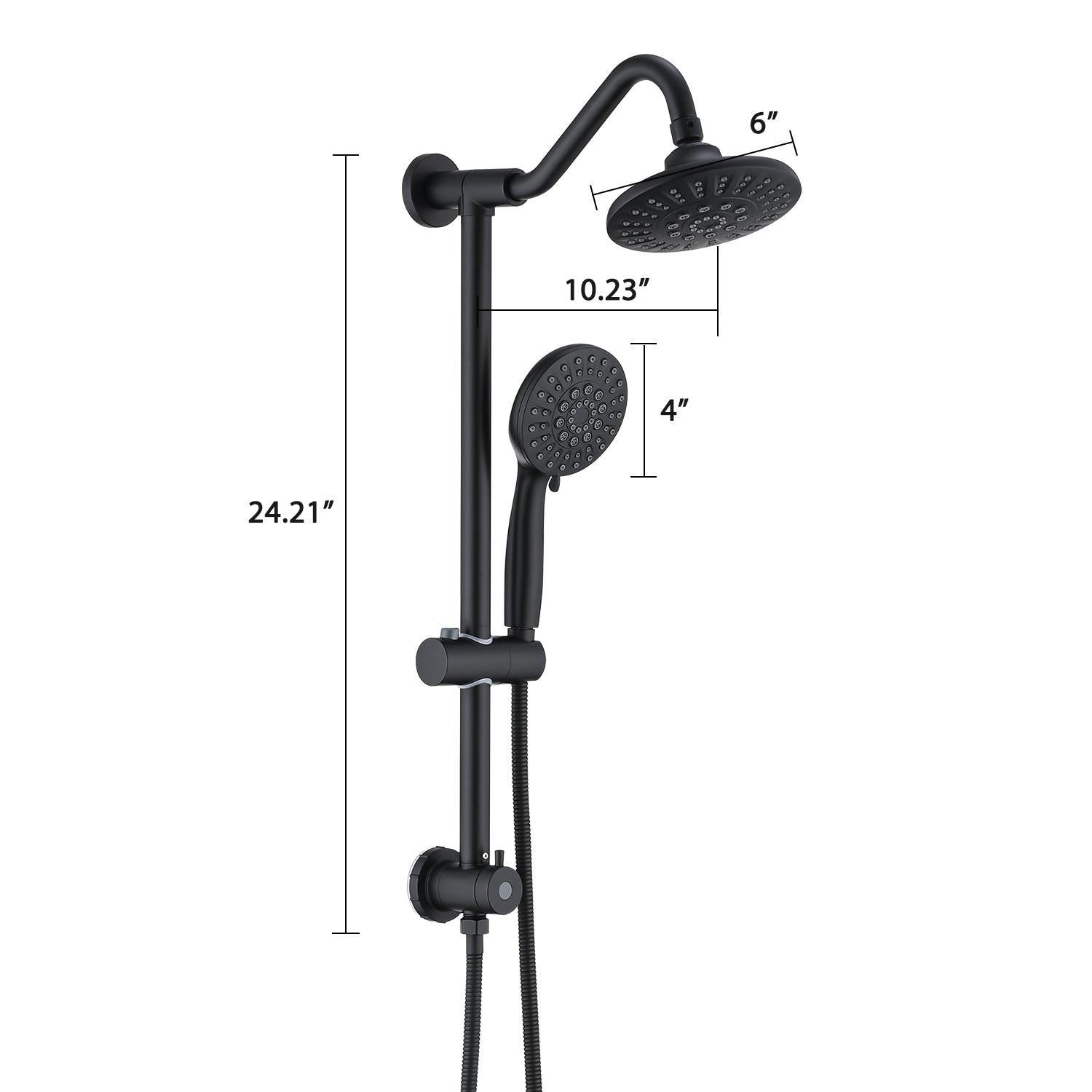 6 Inch Rain Shower Head with Handheld Shower Head Bathroom Rain Shower System