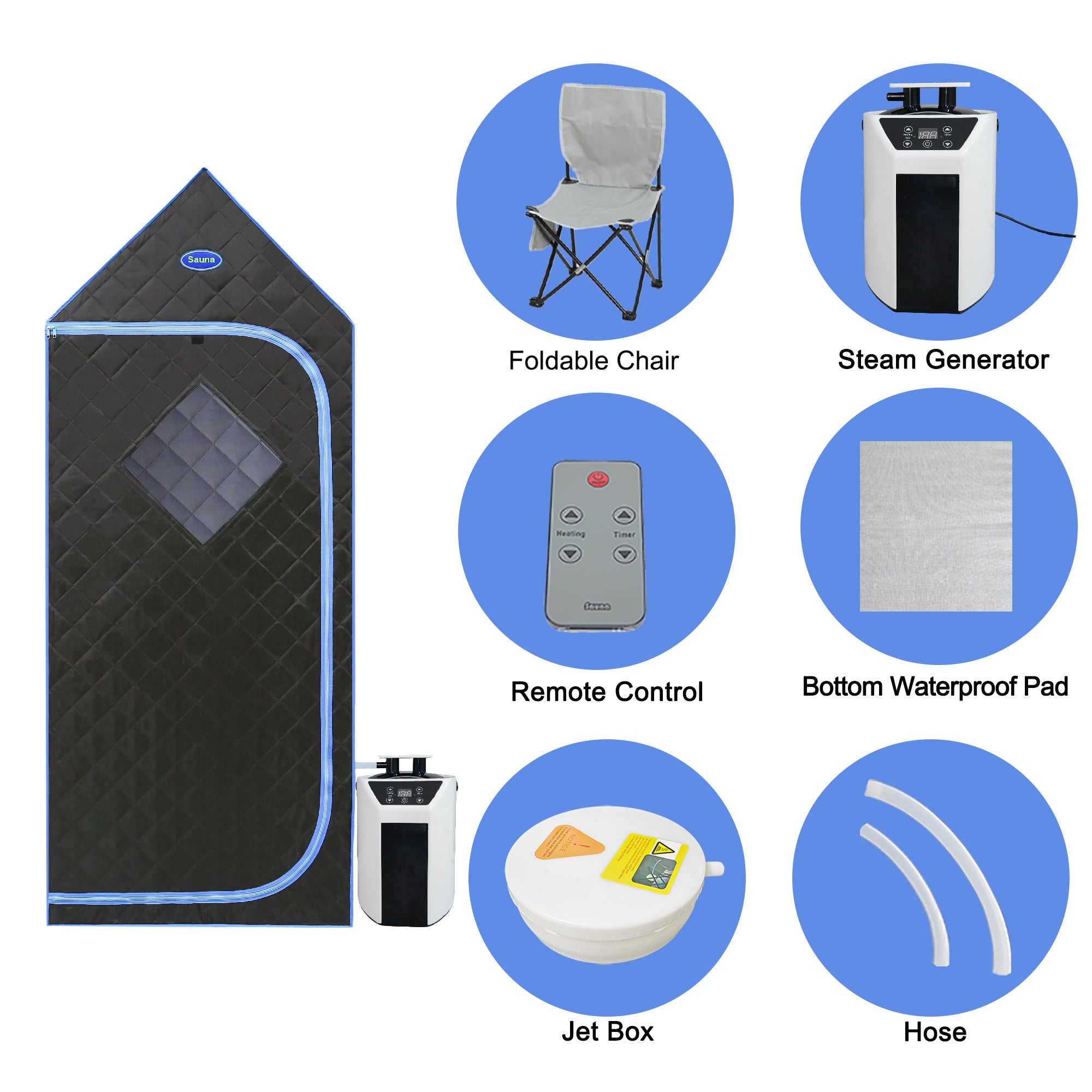 Portable Gothic Roof Plus Type Full Size Steam Sauna tent. Spa, Detox ,Therapy and Relaxation at home. Larger Space, Stainless Steel Pipes Connector Easy to Install. FCC Certification--Black