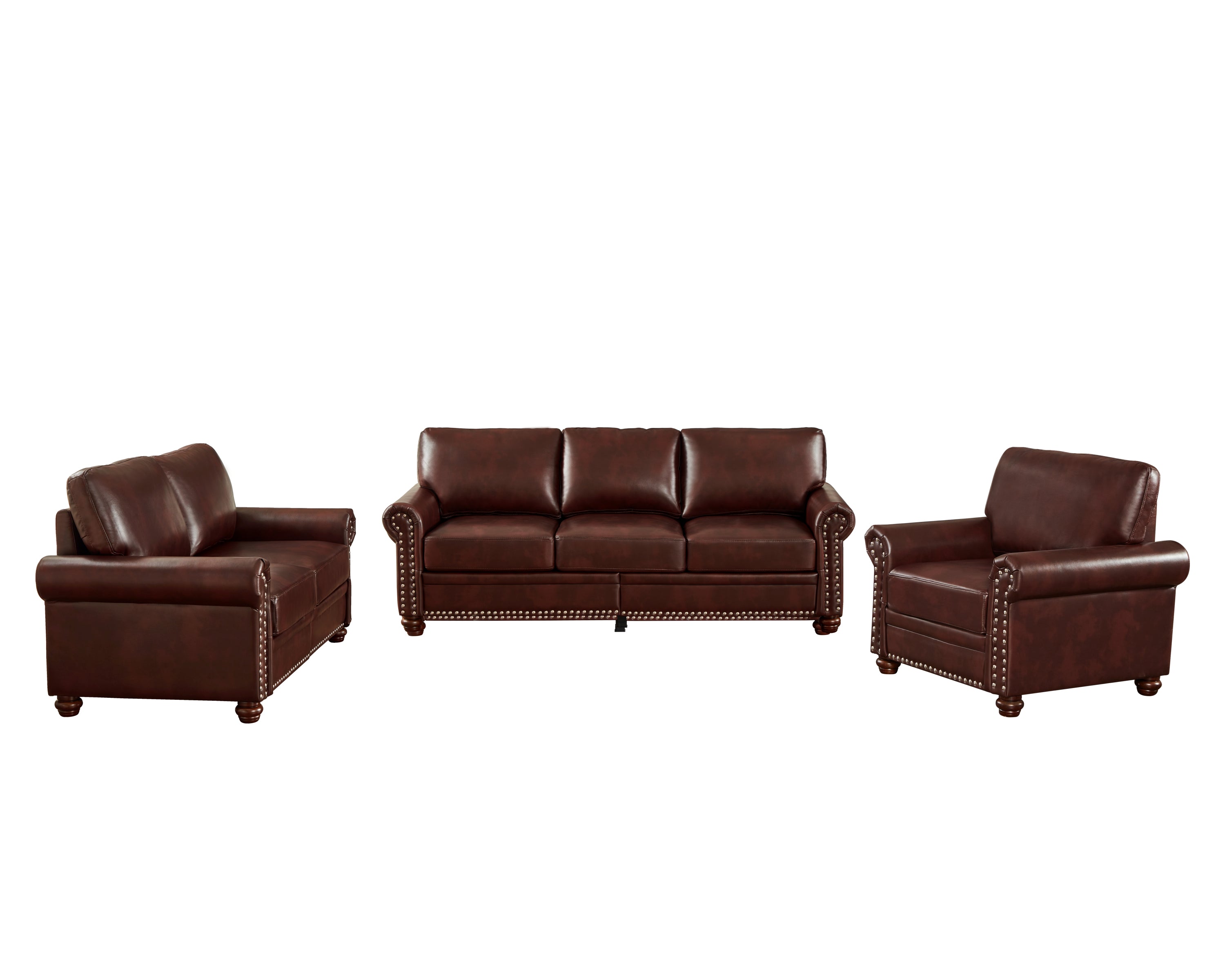 Living Room Sofa with Storage Sofa 1+2+3 Sectional Burgundy Faux Leather