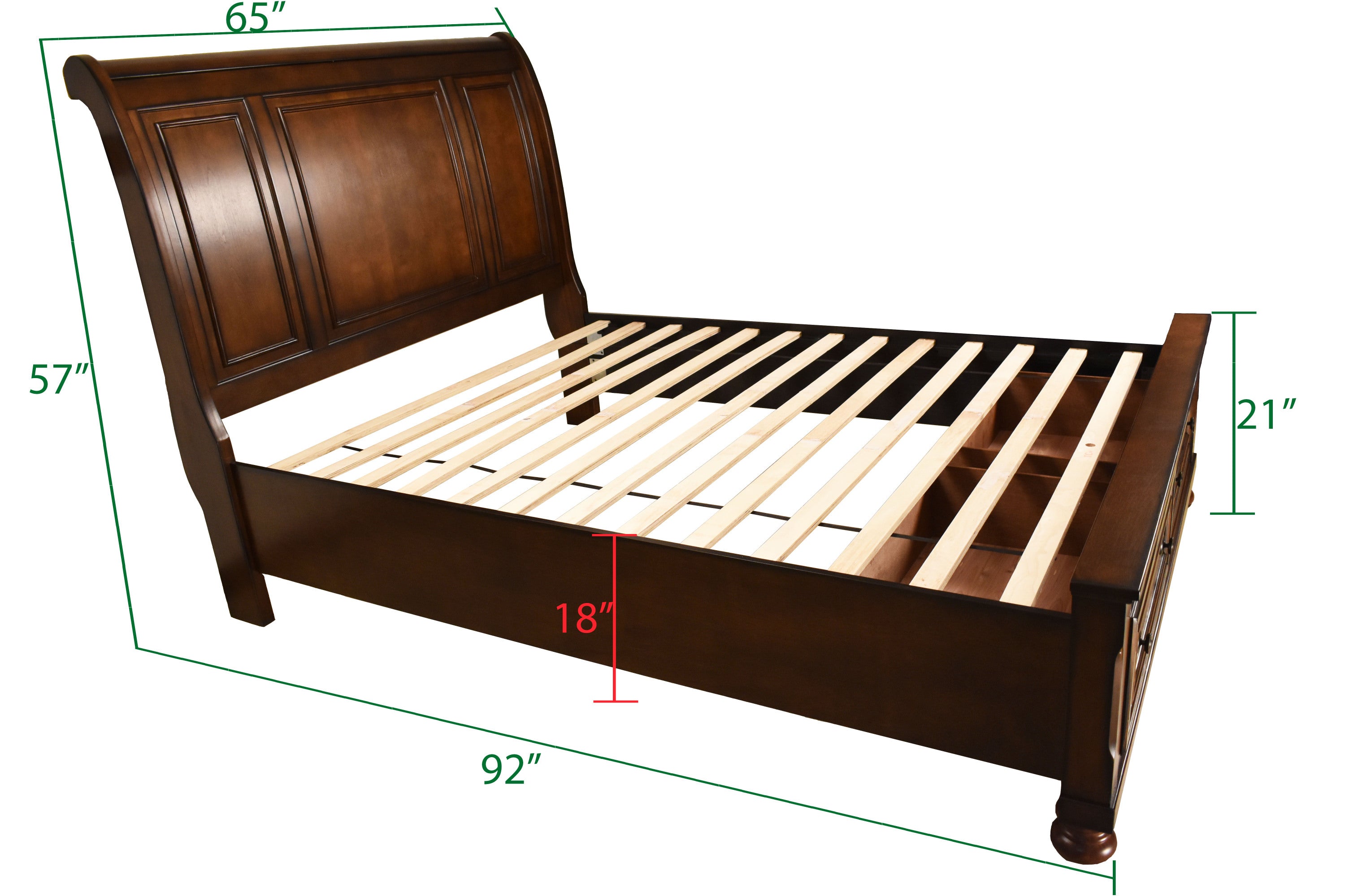 Queen Storage Platform Bed Made with Wood in Dark Walnut