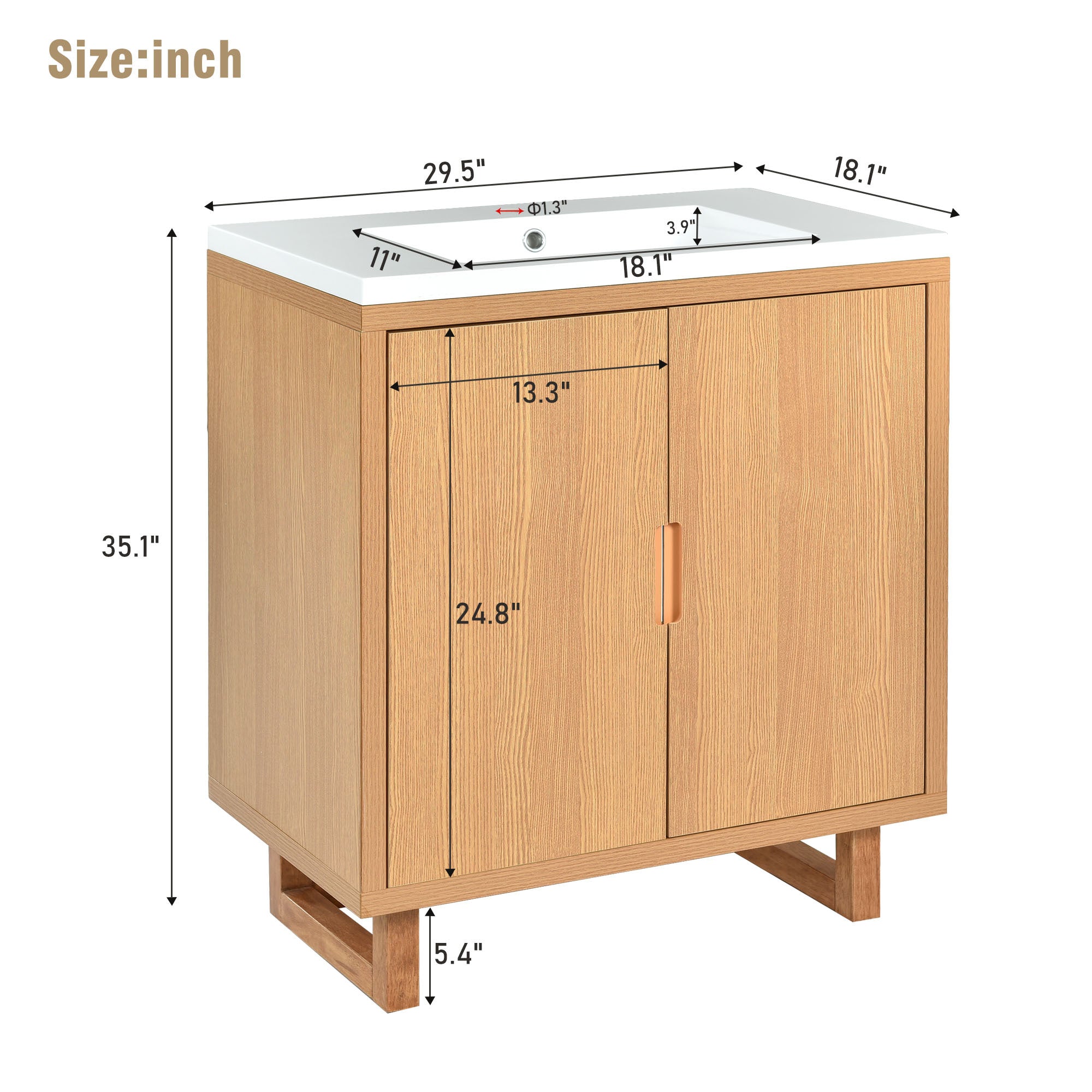 30" Bathroom vanity Set with Sink, Combo Cabinet, Bathroom Storage Cabinet, Solid Wood Frame(The Same with SV000008AAE-1)