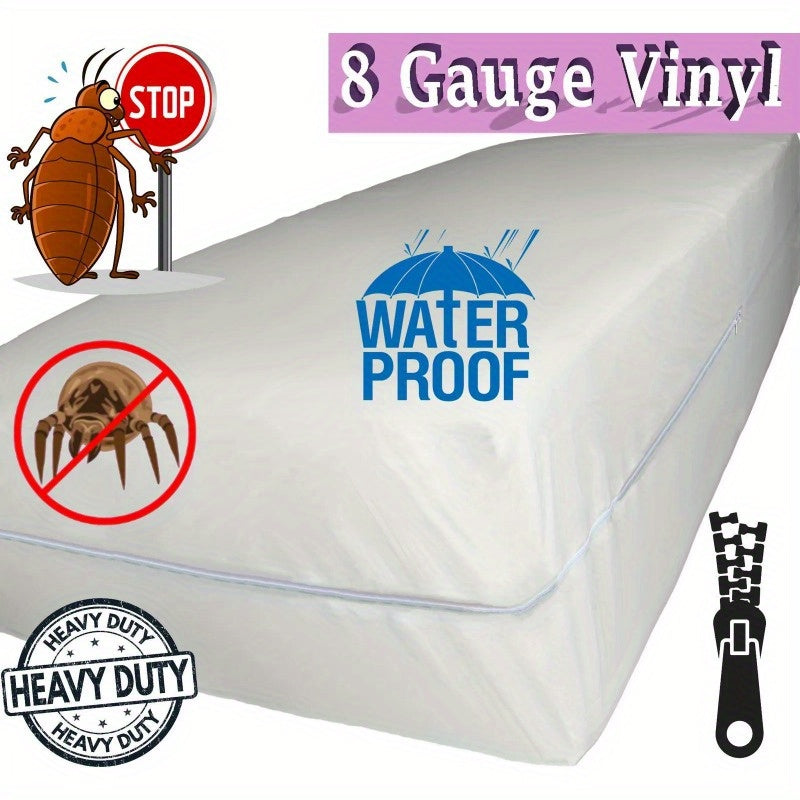 Heavy Duty 8 Gauge Vinyl Zippered Mattress Cover Water Bed-Bug Proof