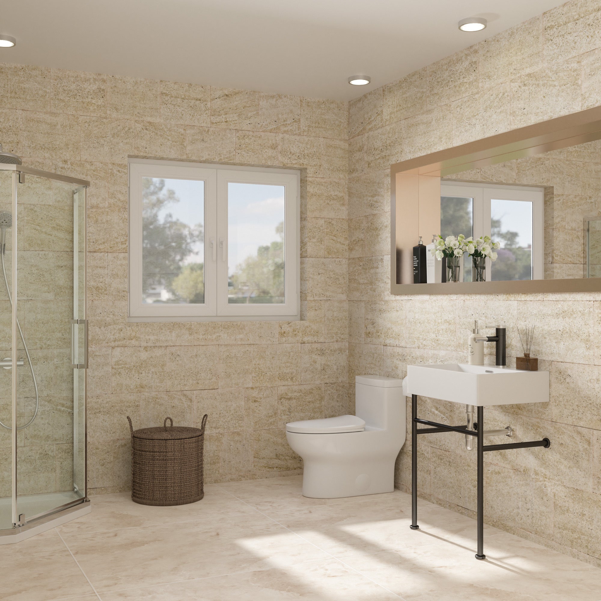 24" Bathroom Console Sink with Overflow,Ceramic Console Sink White Basin Black Legs