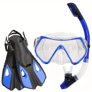 Mask Fin Snorkel Set with Adult Snorkeling Gear 180° Panoramic View Diving Mask Large-XL