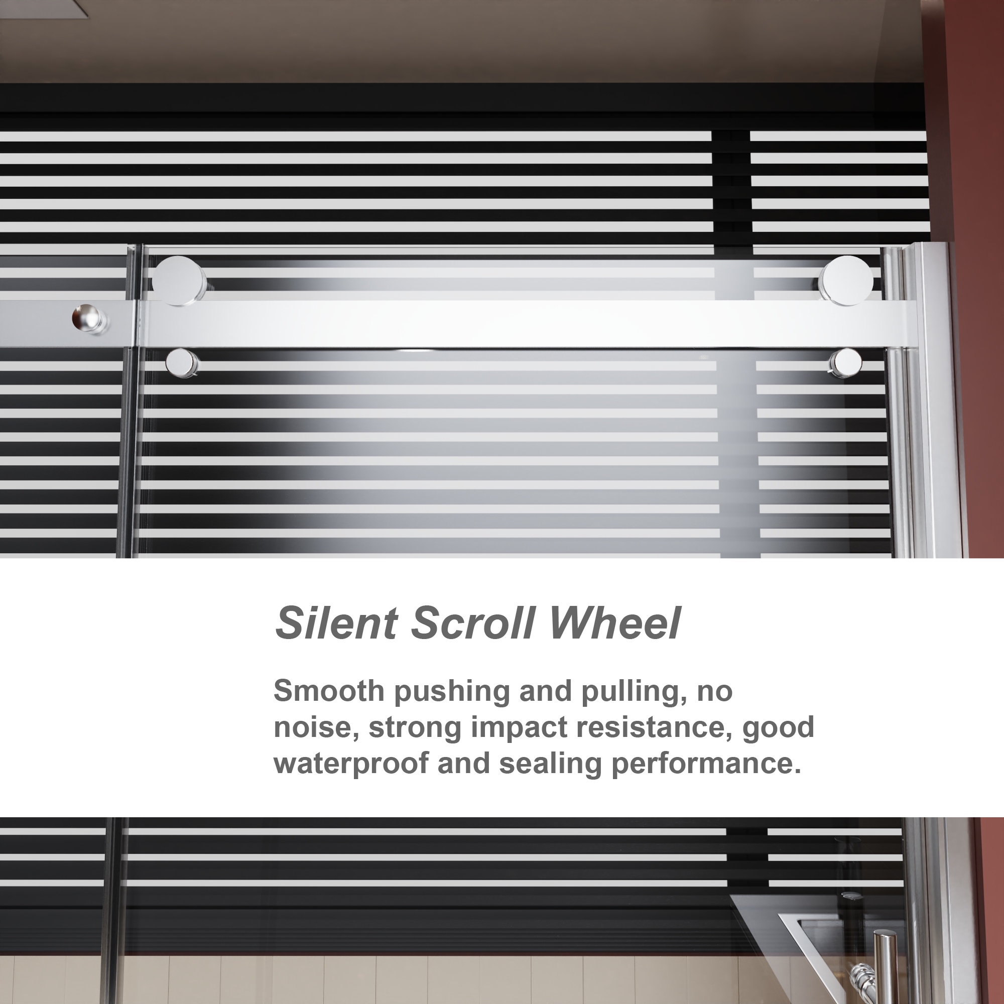 60 x 72 in Frameless Single Sliding Shower Door - 60 x 72 in / Chrome / Zinc Roller view 6