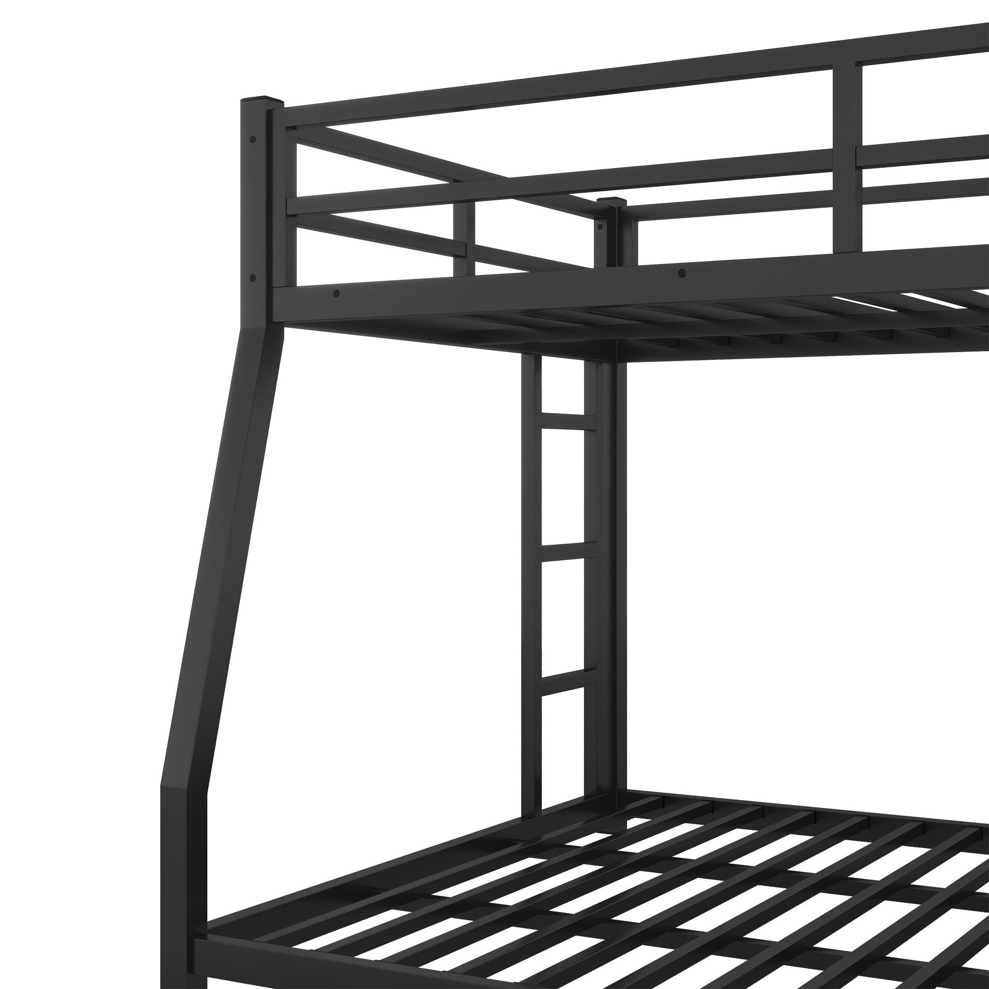 Metal Full XL over Queen Bunk Bed for Teens and Adults,Space-Saving/Noise Reduced/No Box Spring Needed, Black