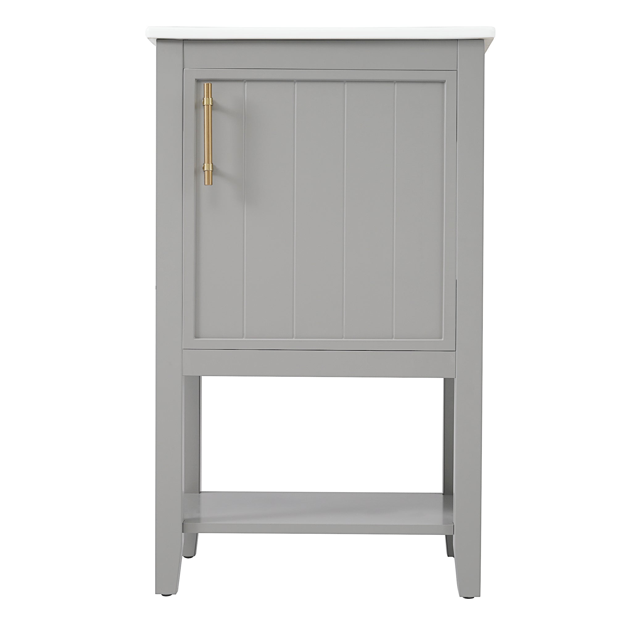 20" Bathroom Vanity with Sink, Bathroom Cabinet with Soft Closing Door, Storage Rack and Open Shelf, Grey